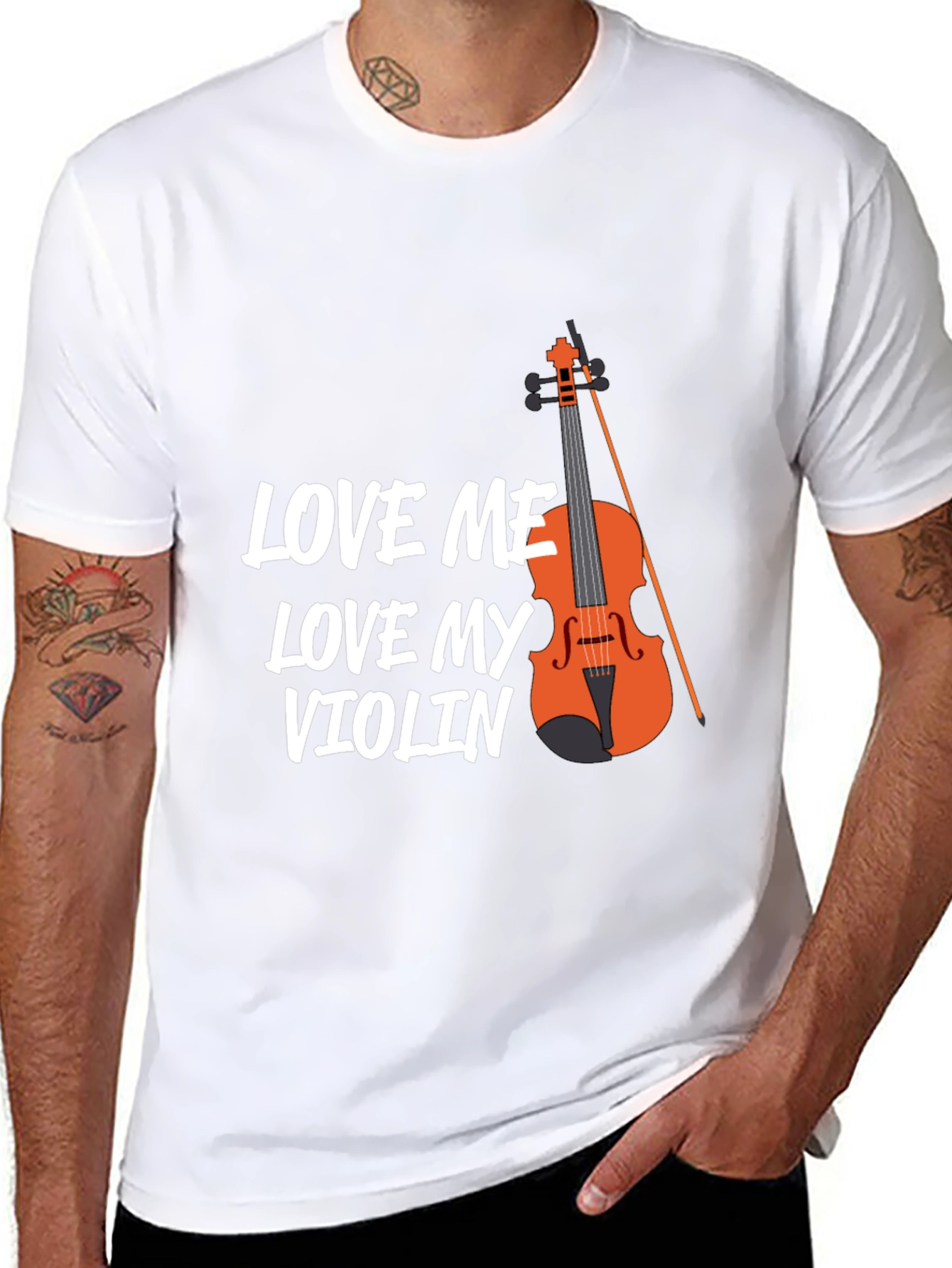 Black Love Me Love My Violin T-Shirt - Musician Tee view 8