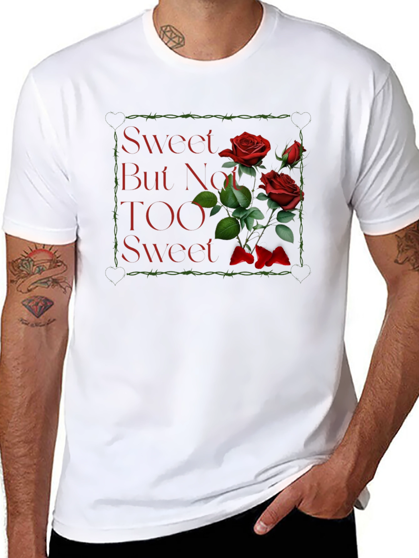 Black Sweet But Not TOO Sweet Roses Graphic T-Shirt view 8
