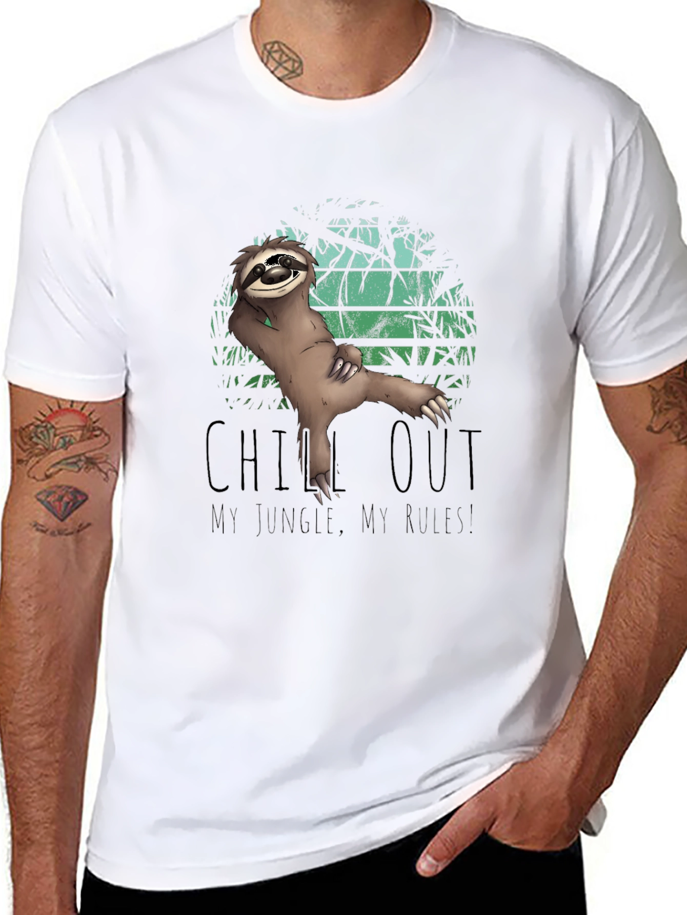 Black Chill Sloth T-Shirt: My Jungle, My Rules view 8