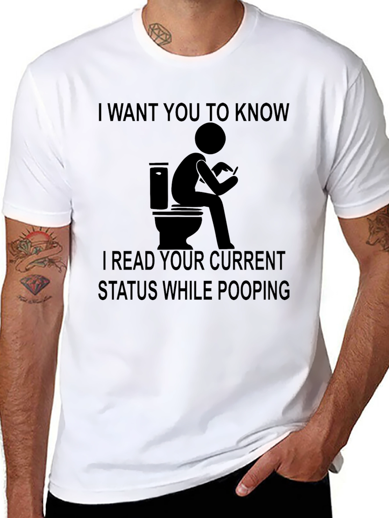 Black Funny Toilet Humor T-Shirt - Read Your Status view 8