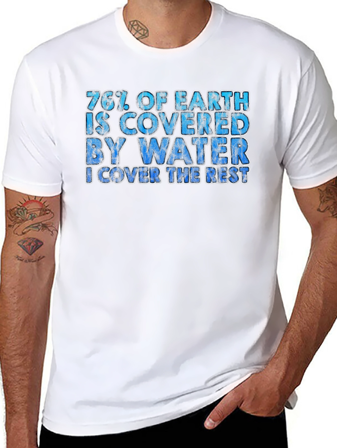 Black Humorous Earth Coverage T-Shirt view 8