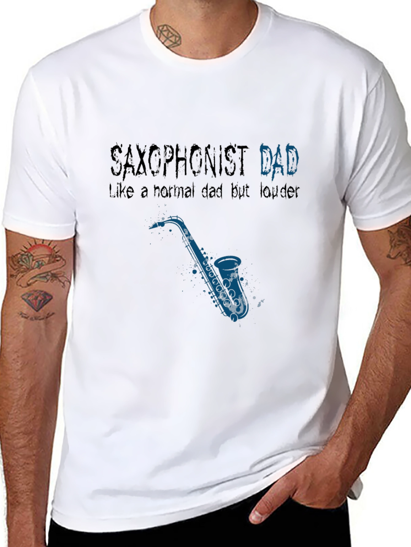 Black Saxophonist Dad T-Shirt - Musician Father's Day Gift view 8