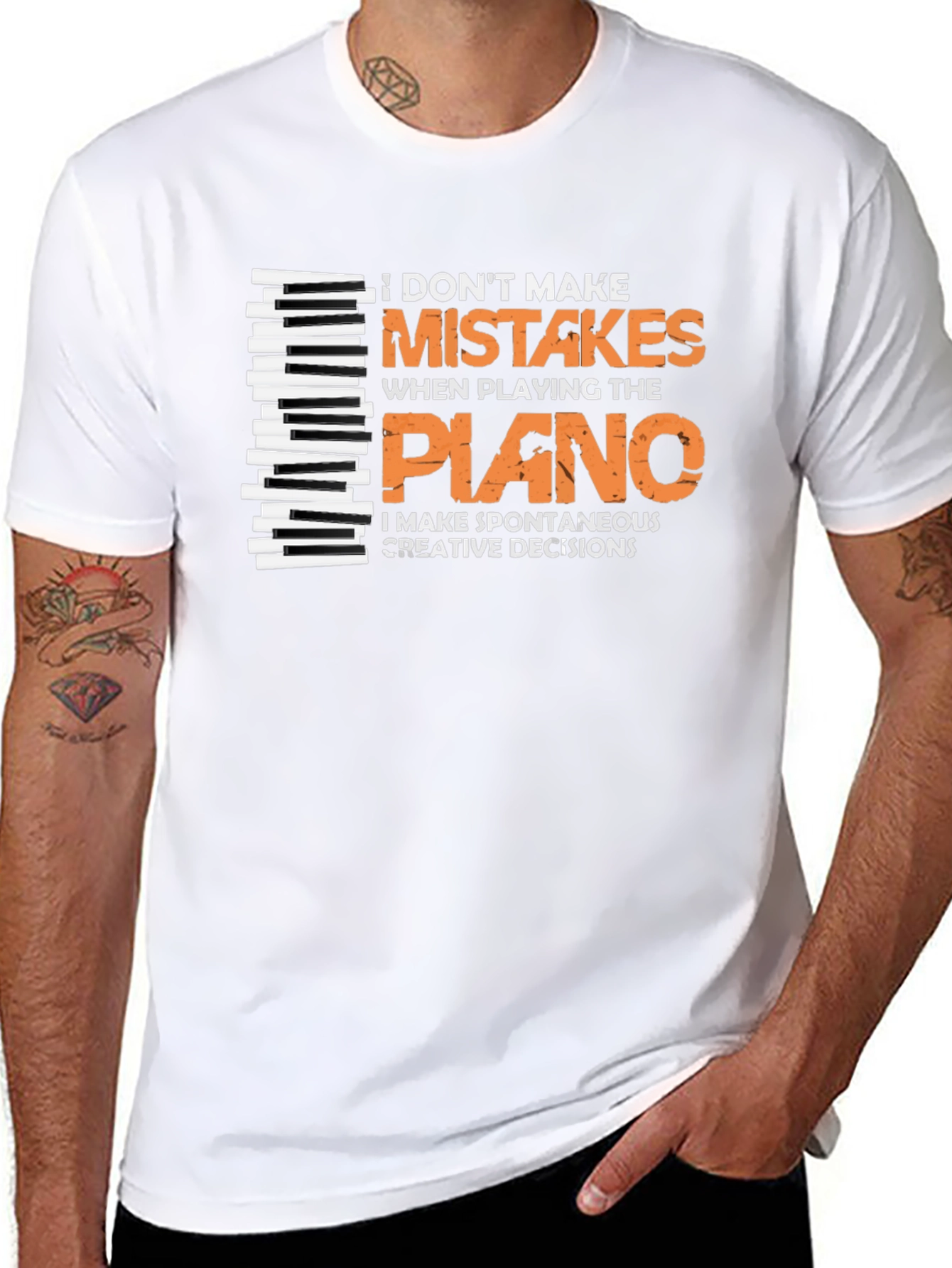 Black Funny Piano Player T-Shirt - I Don't Make Mistakes! view 8