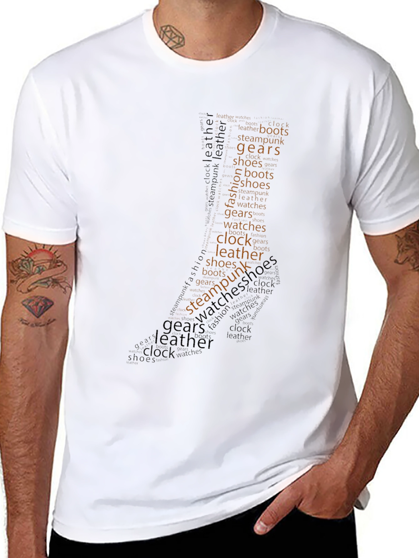 Black Steampunk Word Art Graphic T-Shirt view 8