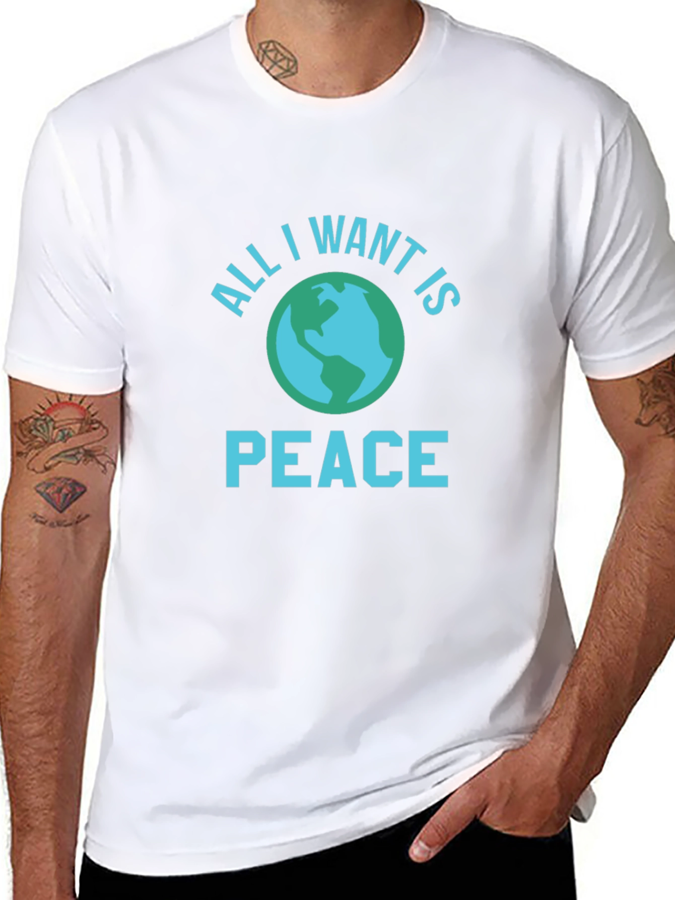 Black All I Want is Peace T-Shirt view 8