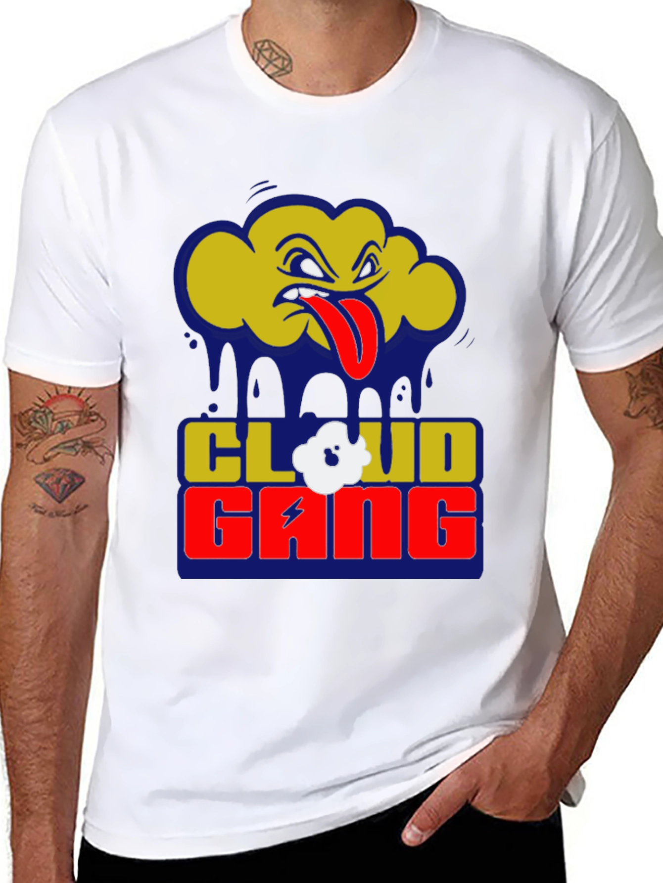 Black Cloud Gang Graphic T-Shirt - Black Crew Neck Tee view 8