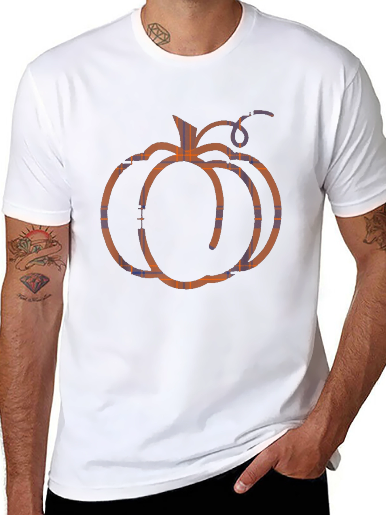 Black Pumpkin Plaid T-Shirt - Fall Season Apparel view 8