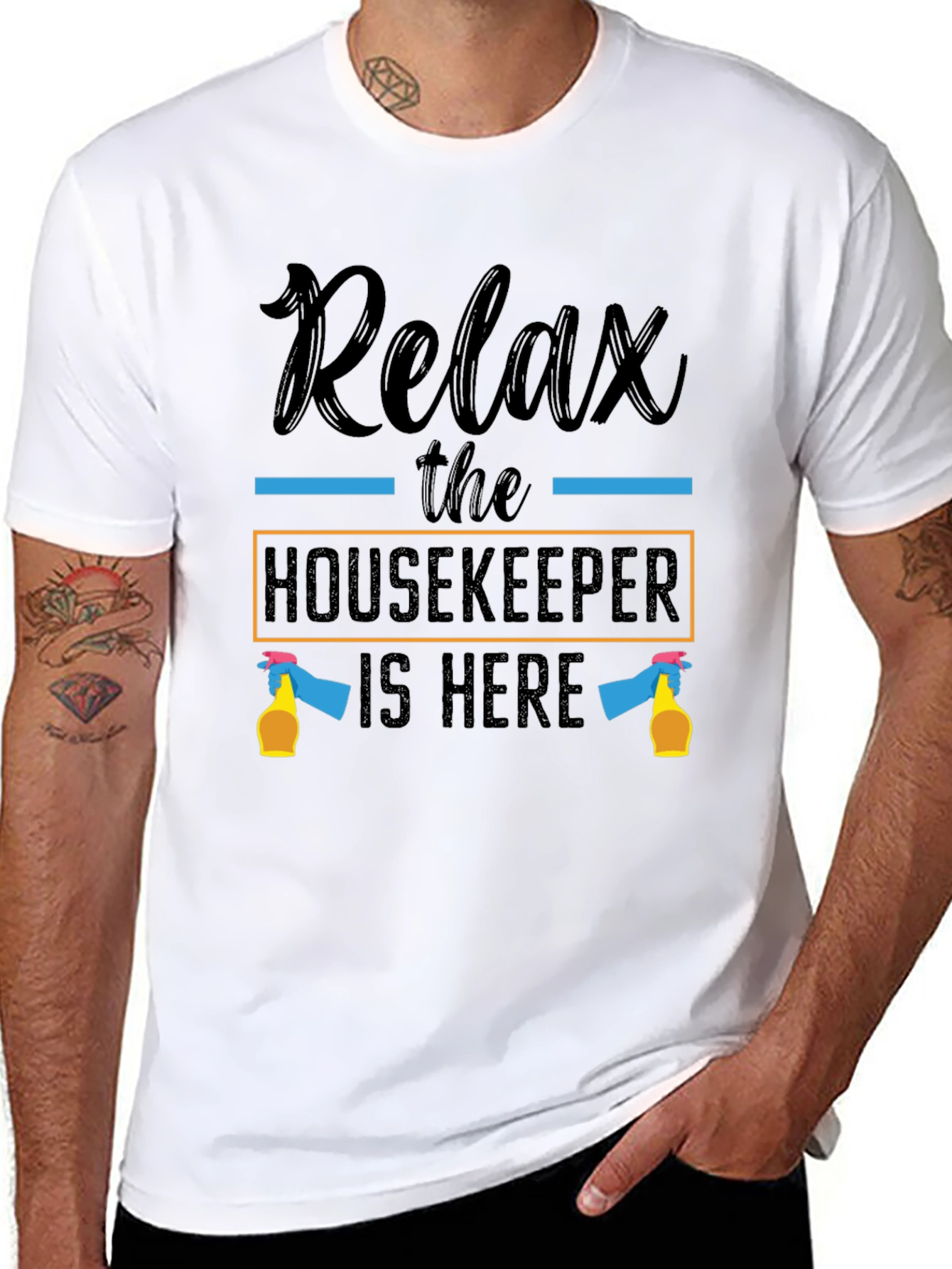 Black Relax Housekeeper T-Shirt - Cleaning Humor Tee view 8