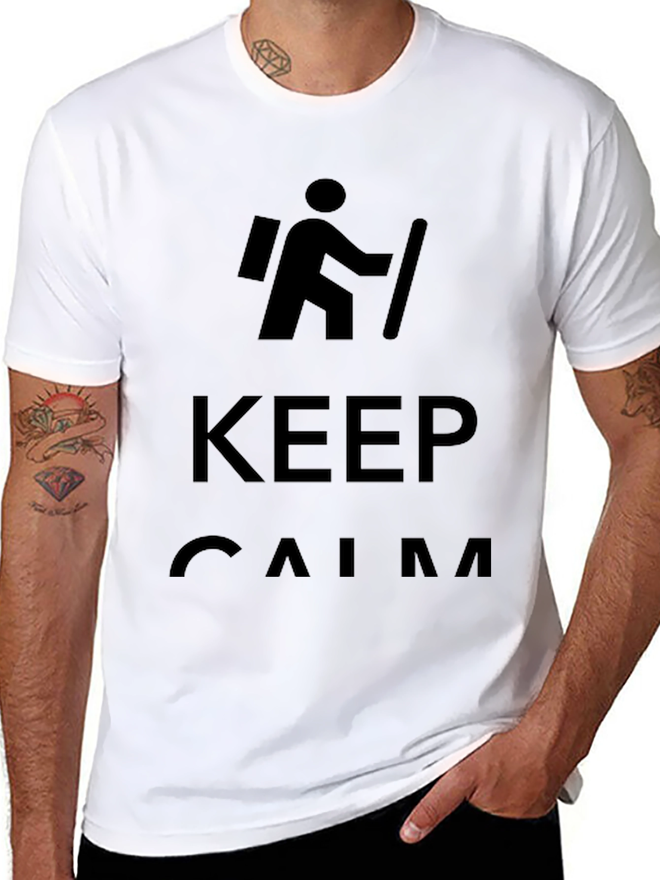 Black Keep Calm Hiking T-Shirt - Men's Crew Neck Tee view 8