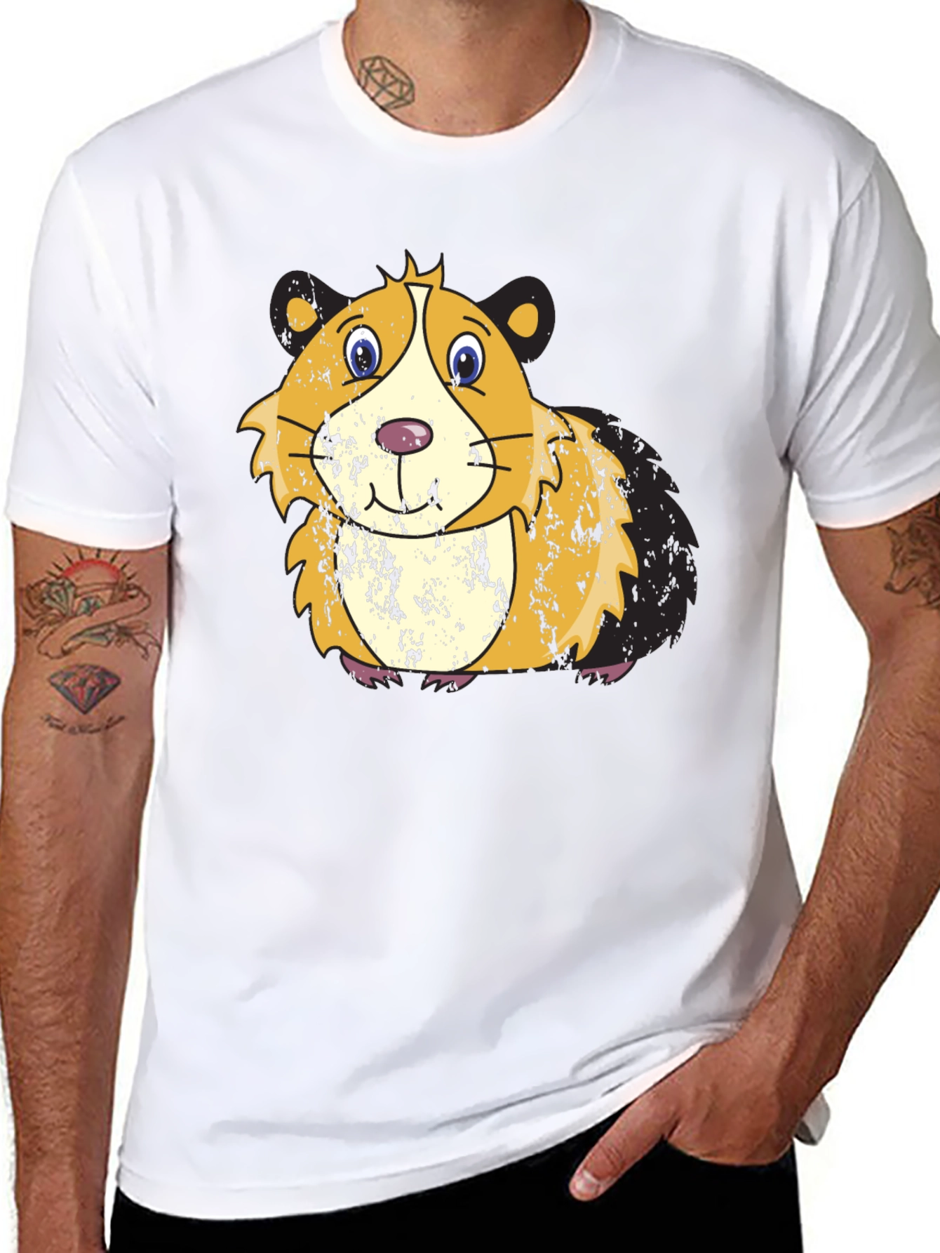 Black Cute Guinea Pig Graphic Tee view 8