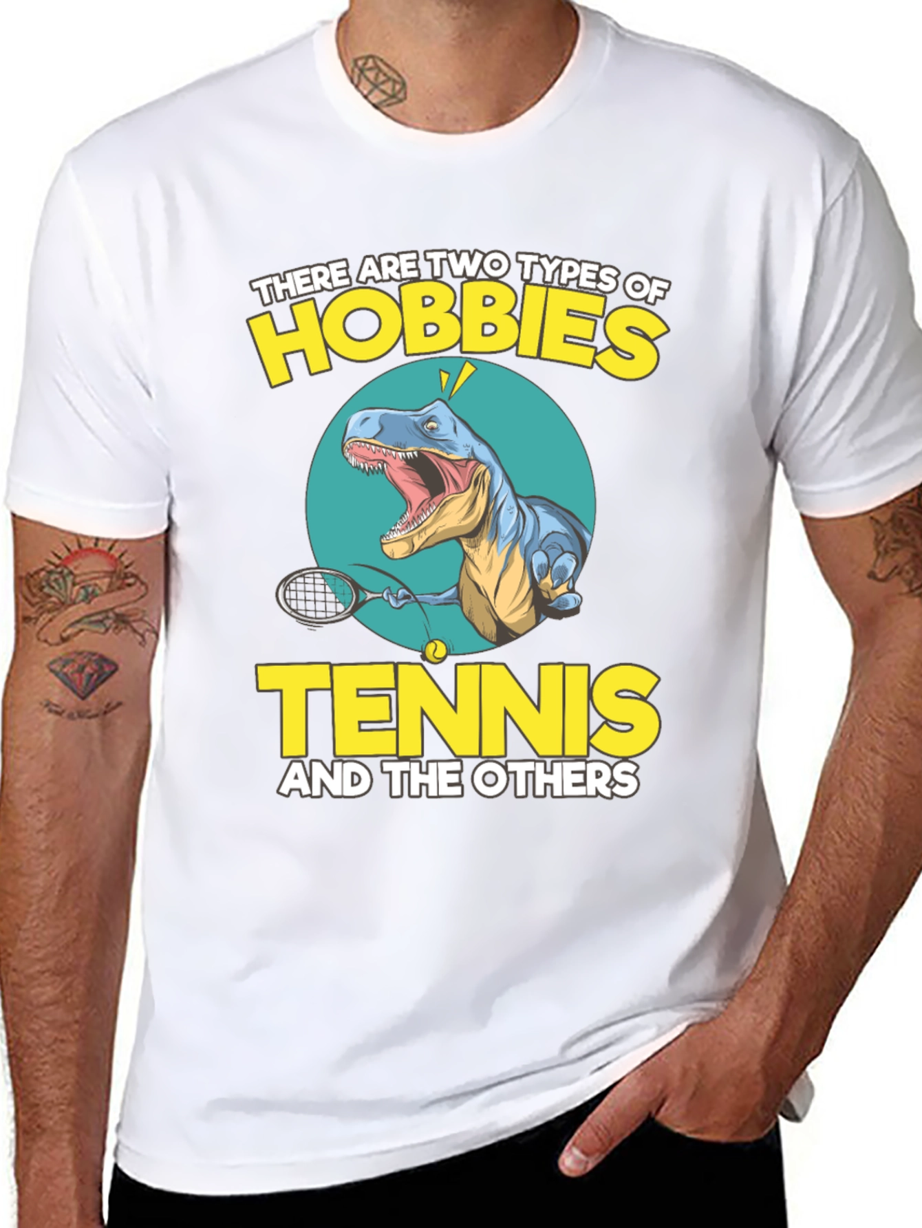 Black Tennis Dinosaur Graphic Tee - Funny Hobby Shirt view 8