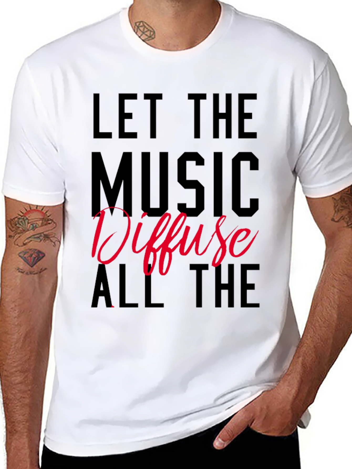 Black Let the Music Diffuse T-Shirt view 8