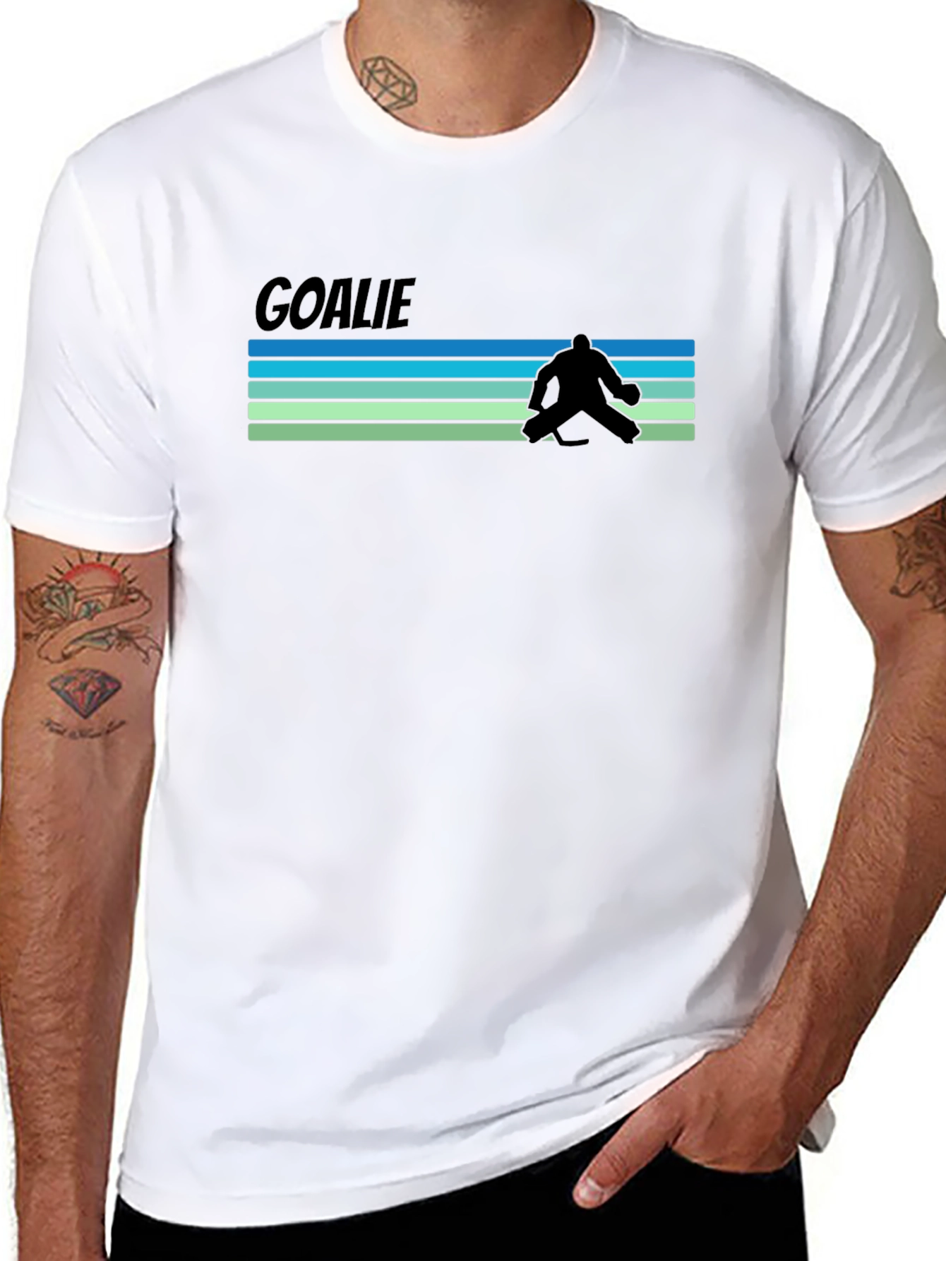 Black Goalie Retro T-Shirt - Hockey Fan Tee view 8