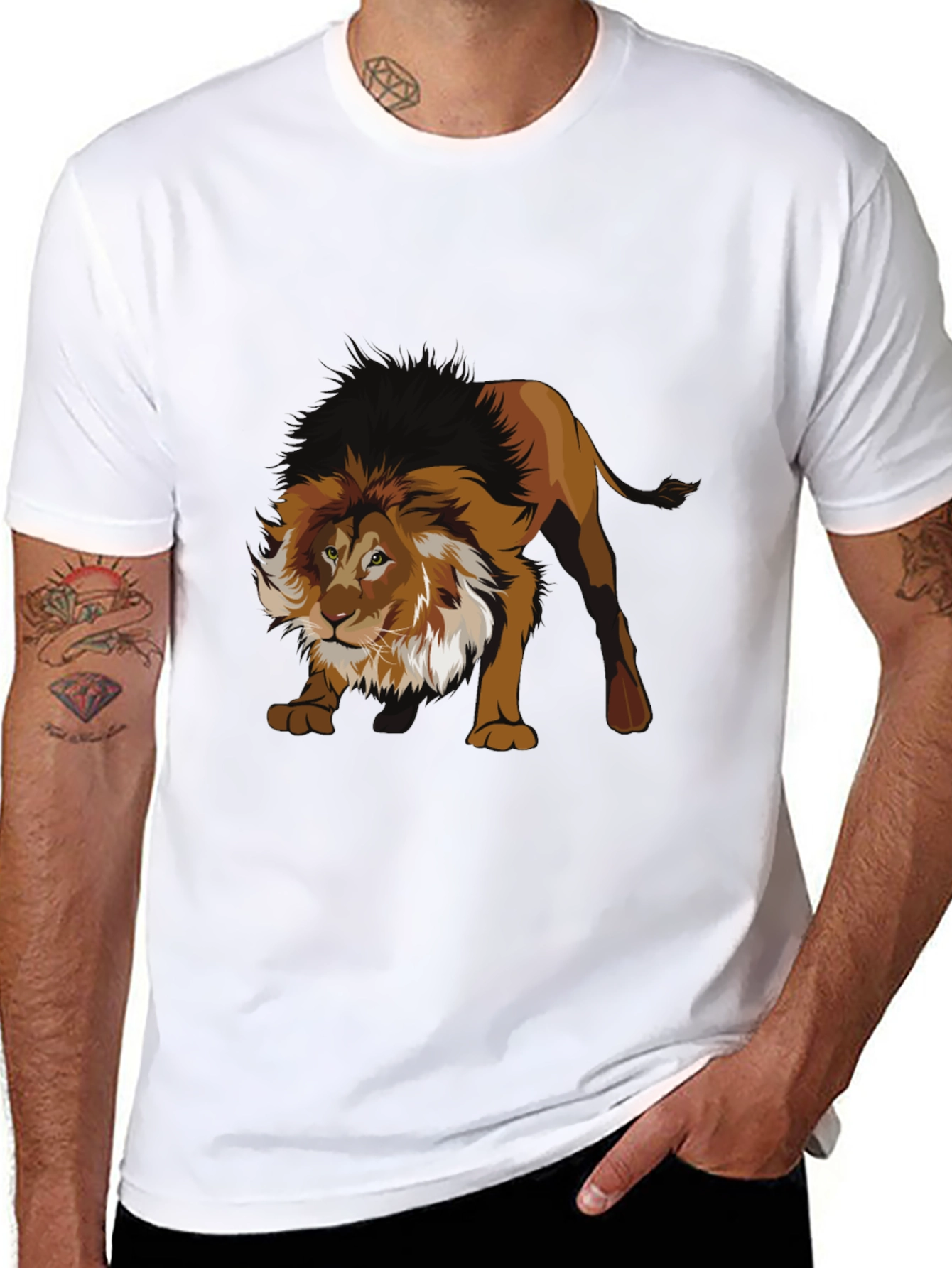 Black Lion Graphic Black T-Shirt view 8