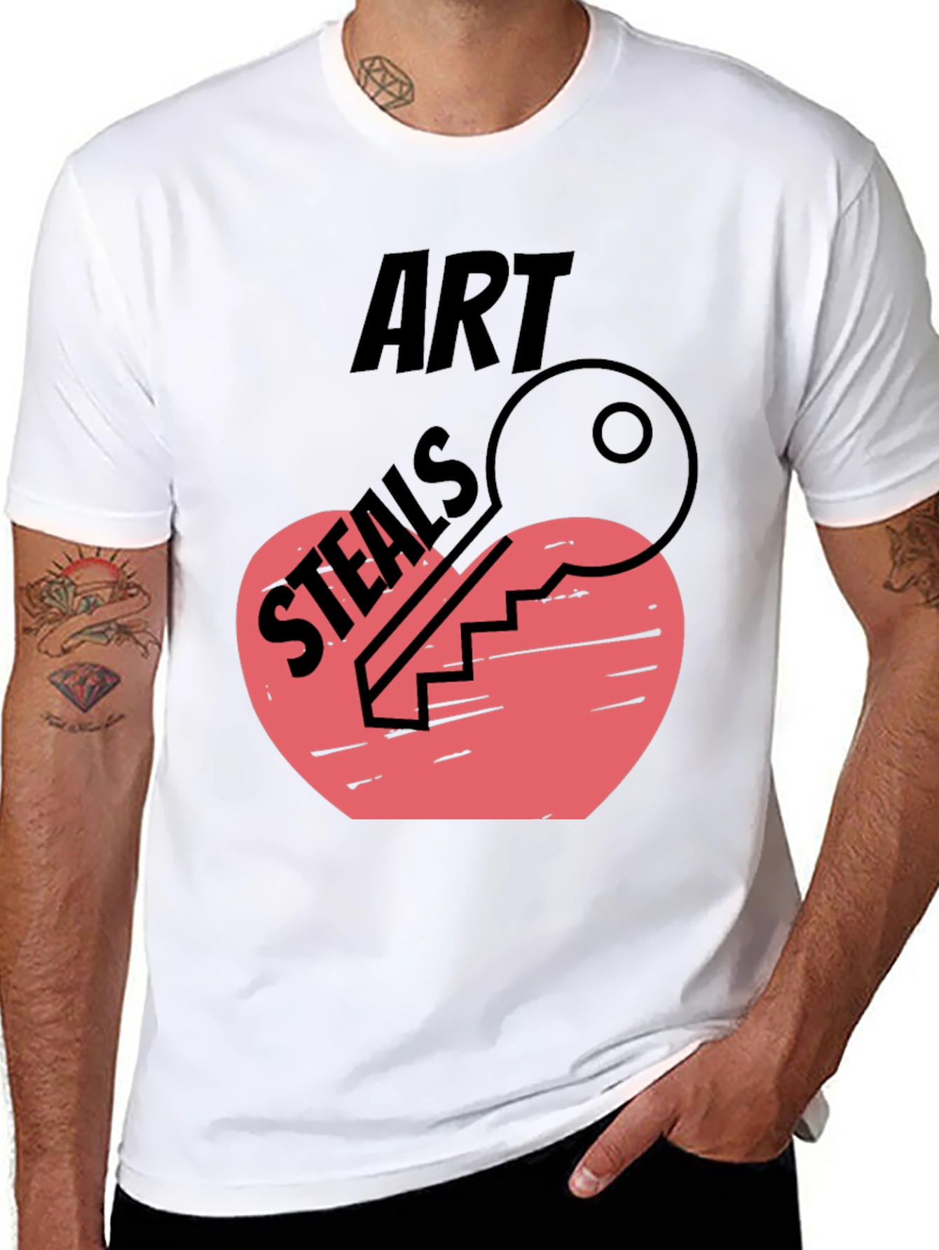 Black Art Steals Heart Key Graphic Tee view 8