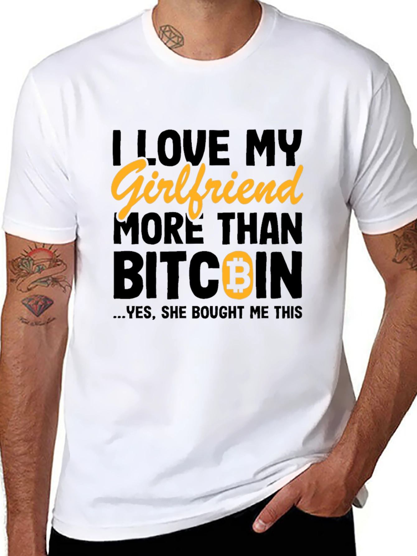 Black I Love My Girlfriend More Than Bitcoin Graphic T-Shirt view 8