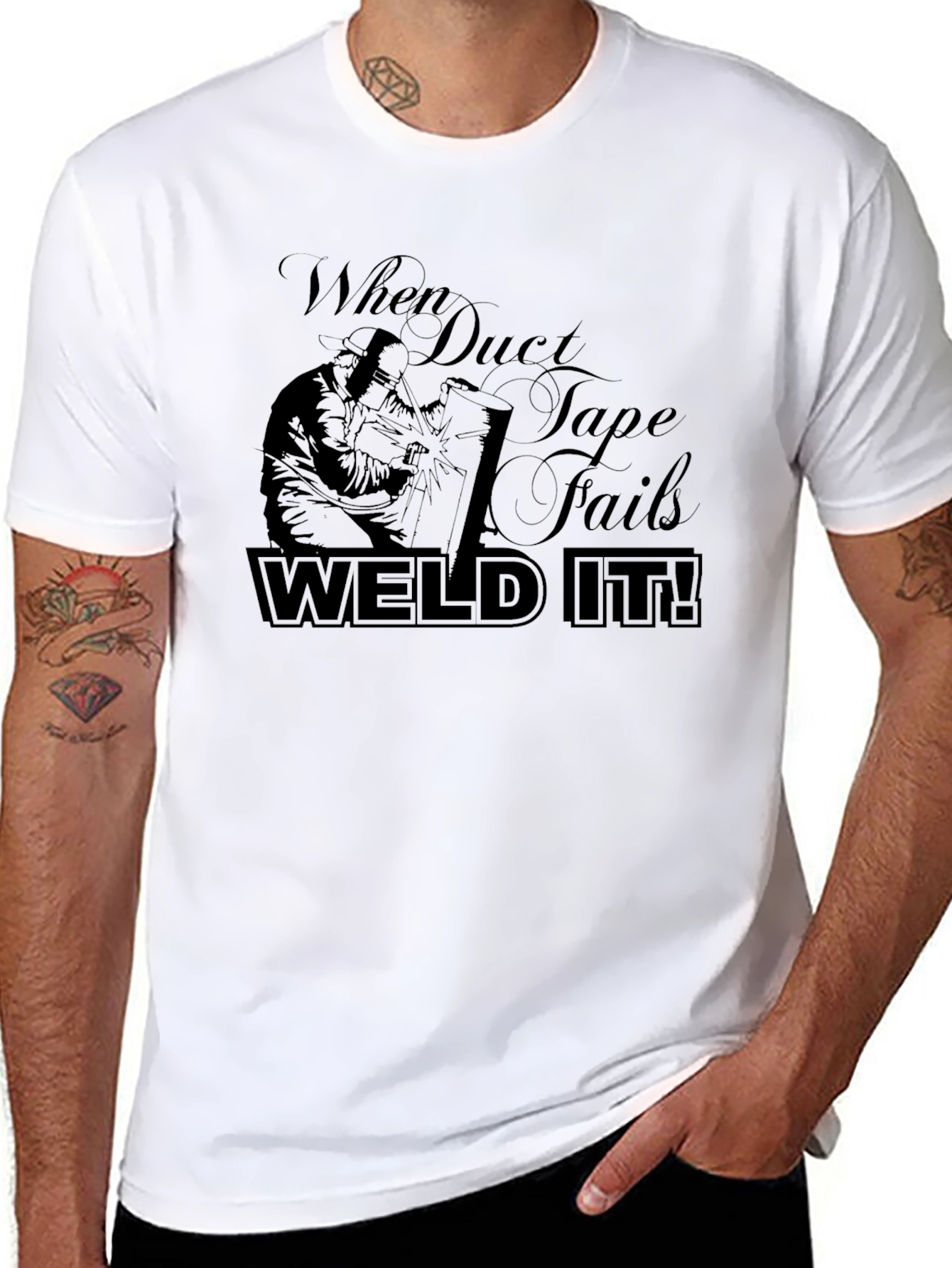 Black Weld It! Black Graphic T-Shirt - Duct Tape Fails view 8