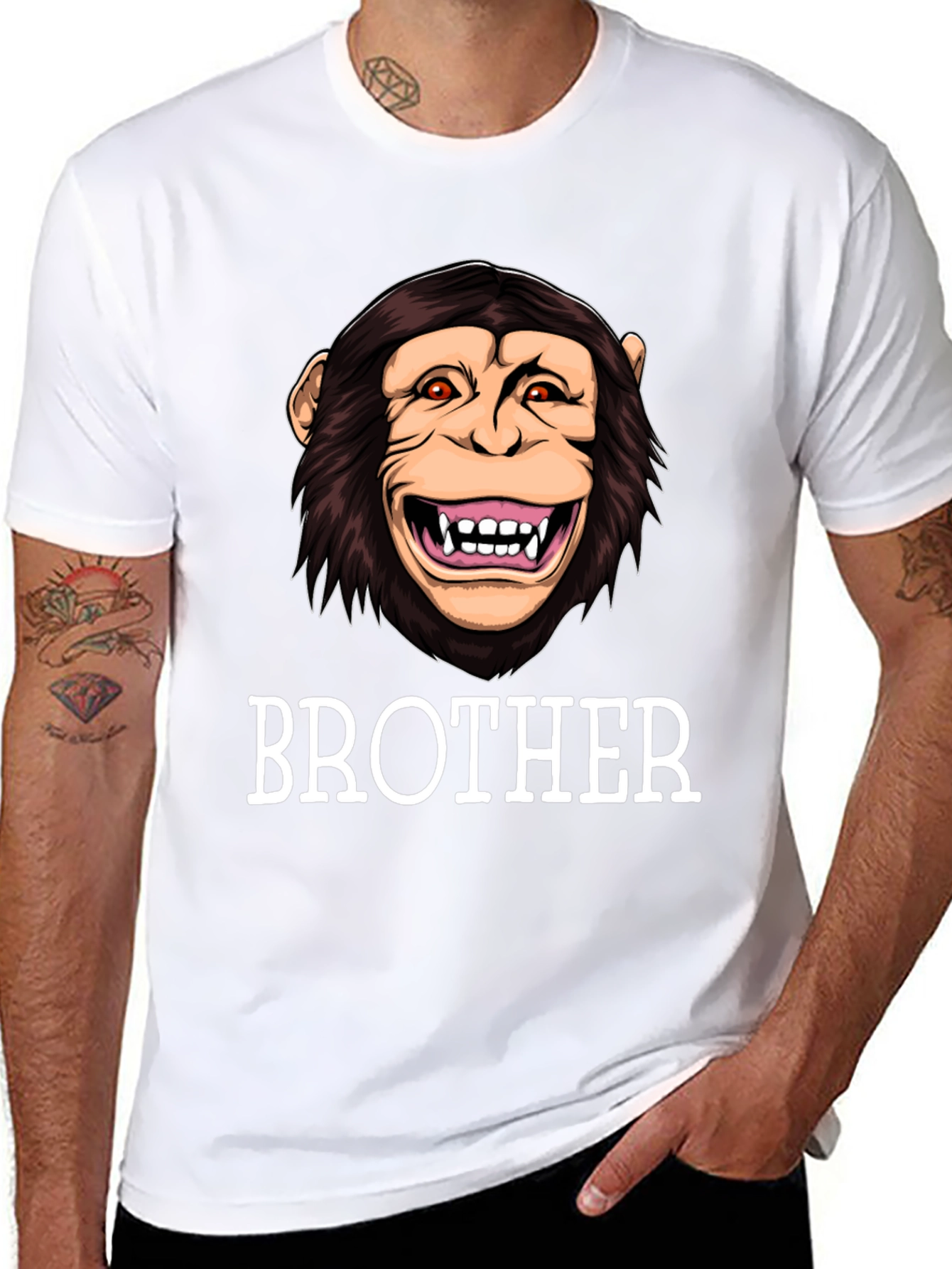 Black Brother Monkey Graphic Tee - Funny Family Shirt view 8