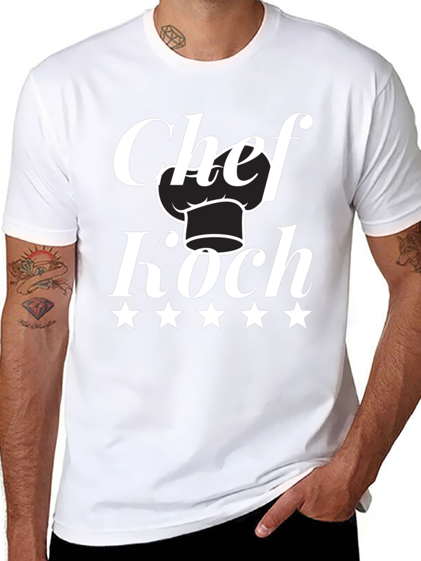 Black Chef Koch T-Shirt - Five Star Design view 8