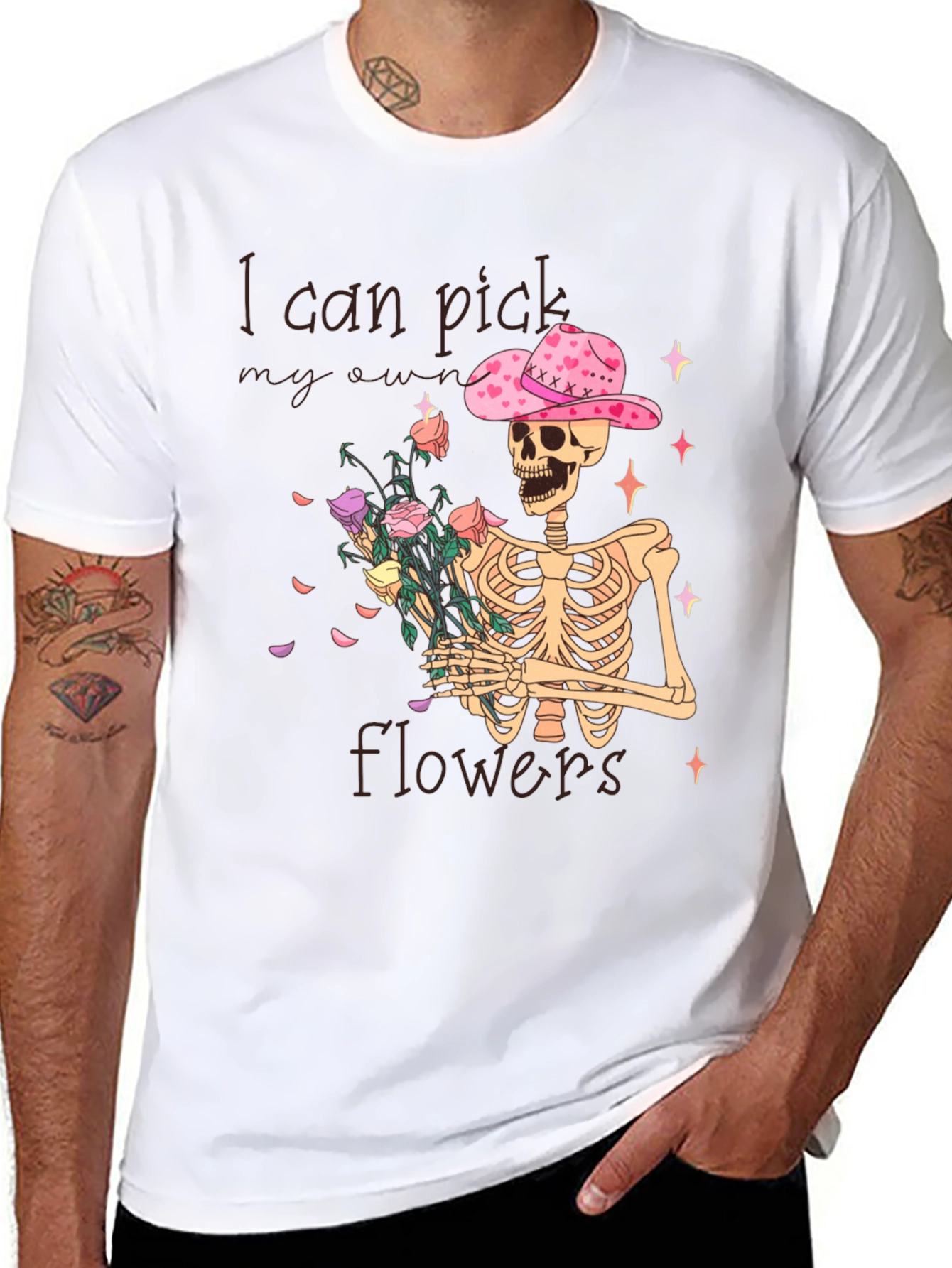 Black I Can Pick My Own Flowers T-Shirt view 8