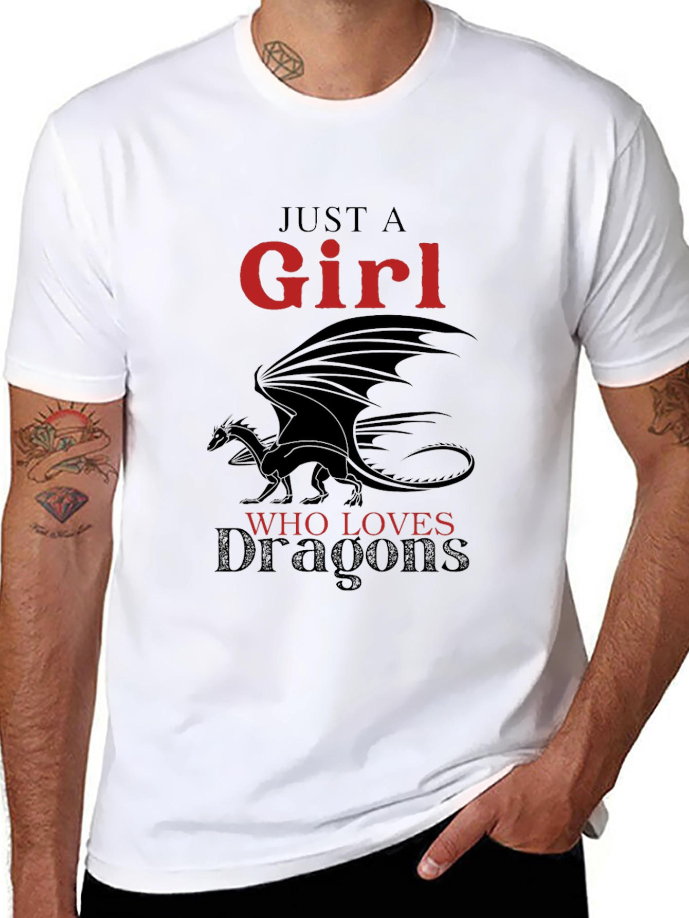 Black Just a Girl Who Loves Dragons T-Shirt view 8