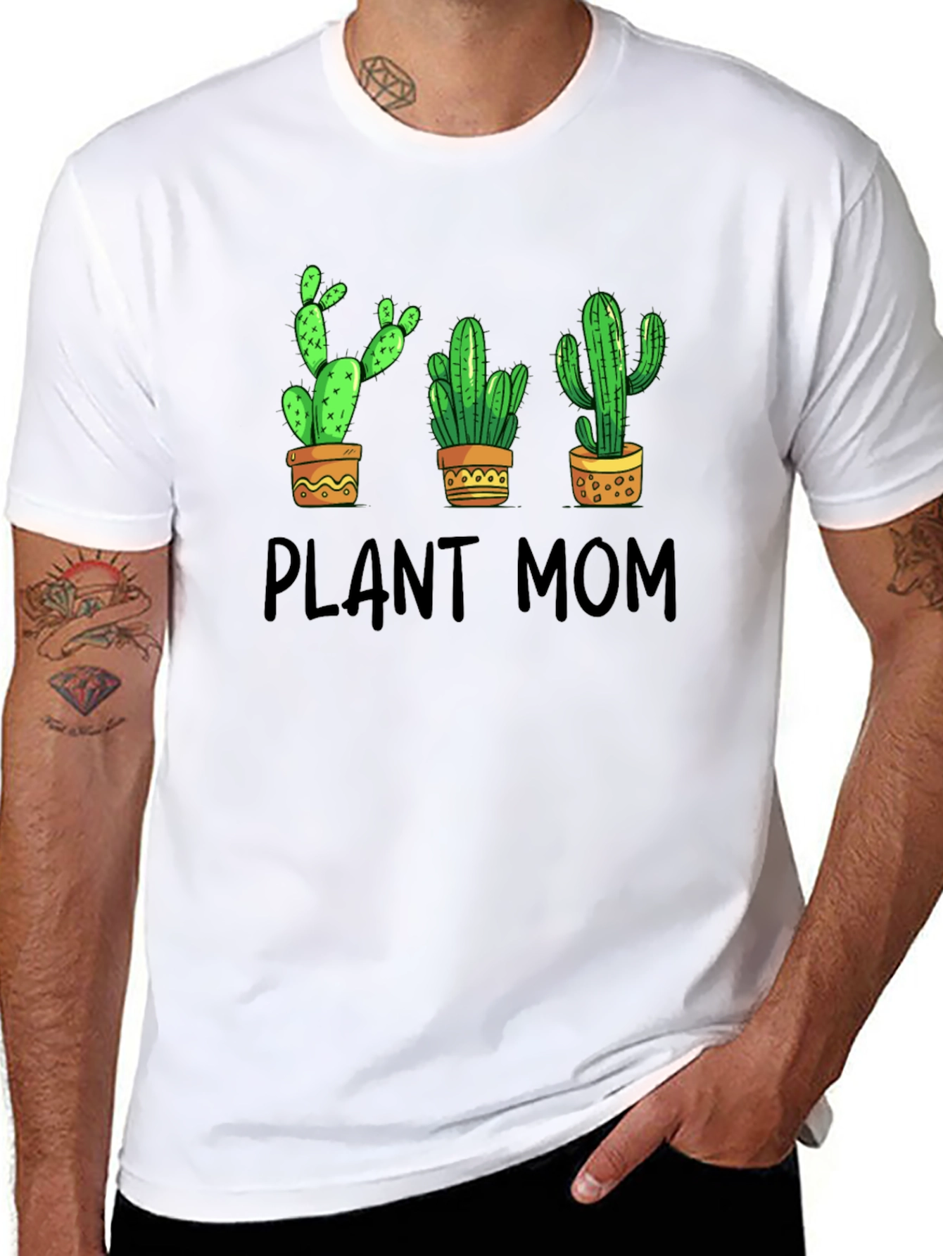 Black Plant Mom Cactus Graphic T-Shirt view 8