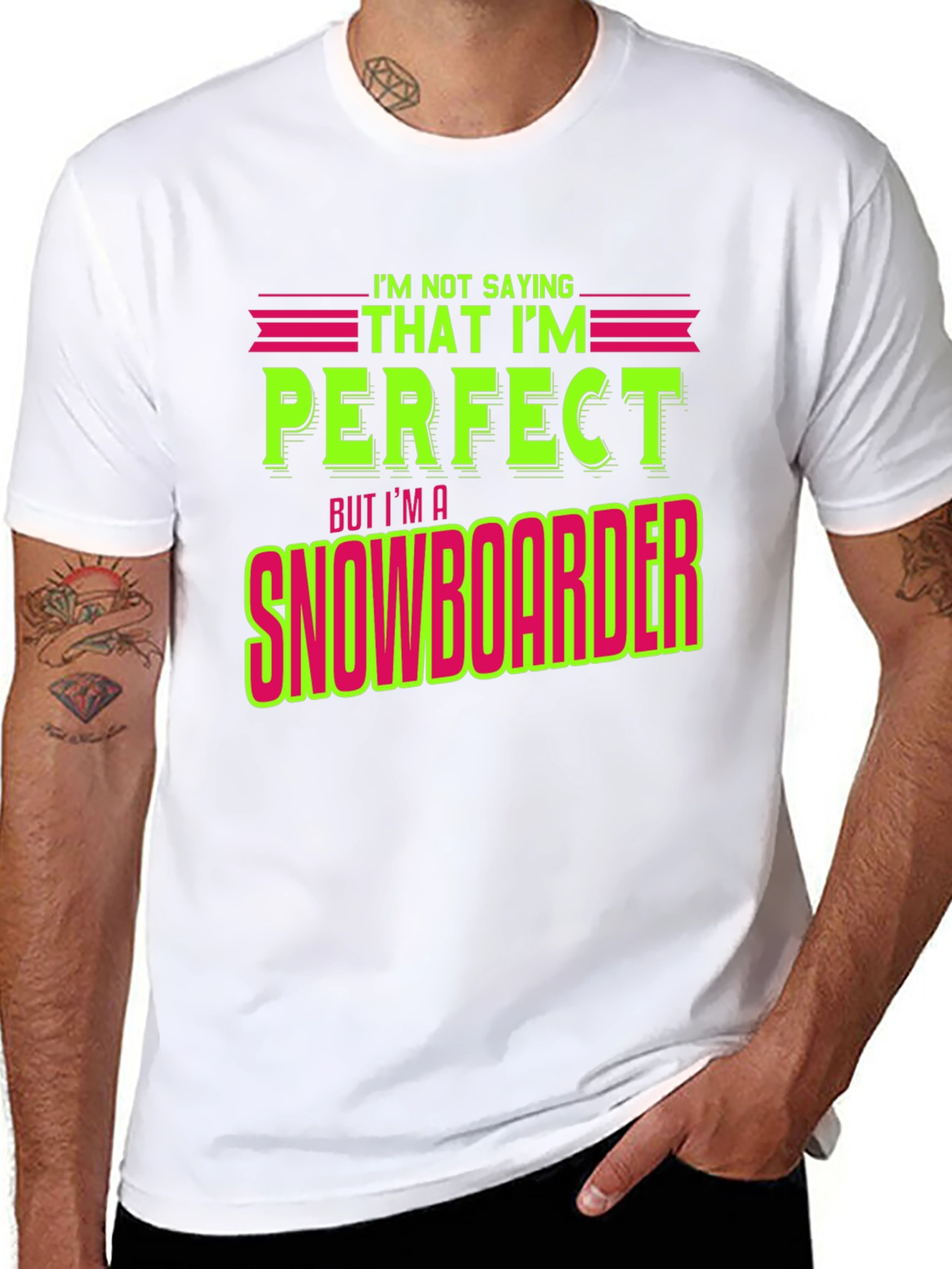 Black Funny Snowboarder T-Shirt - "I'm Not Saying I'm Perfect" view 8
