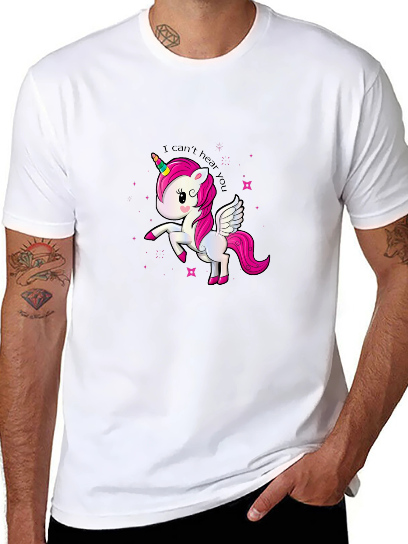 Black Funny Unicorn T-Shirt - I Can't Hear You! view 8