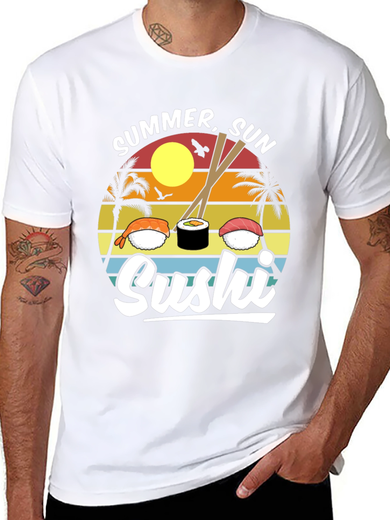 Black Summer Sun Sushi Graphic Tee view 8