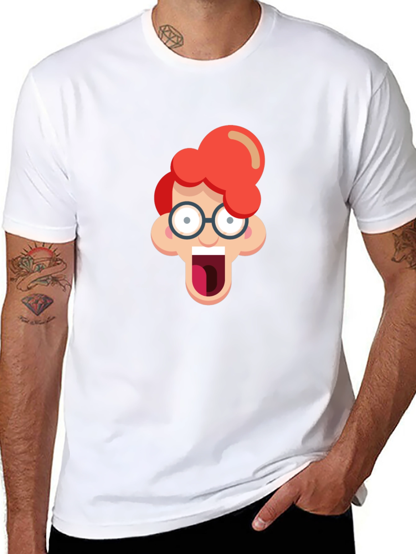 Black Cartoon Nerd Graphic T-Shirt view 8