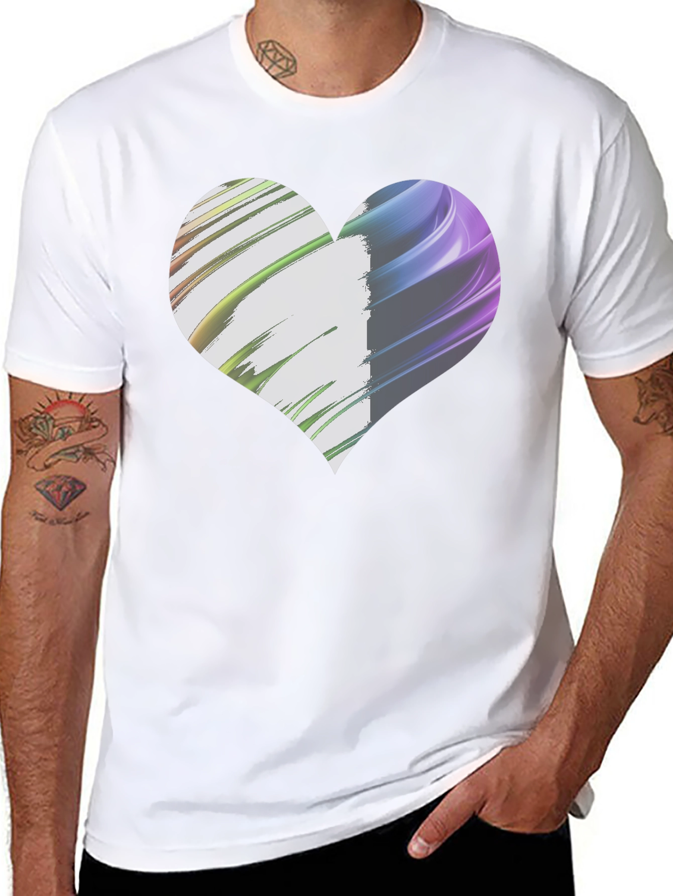 Black Heart Design Black Cotton Casual Tee view 8