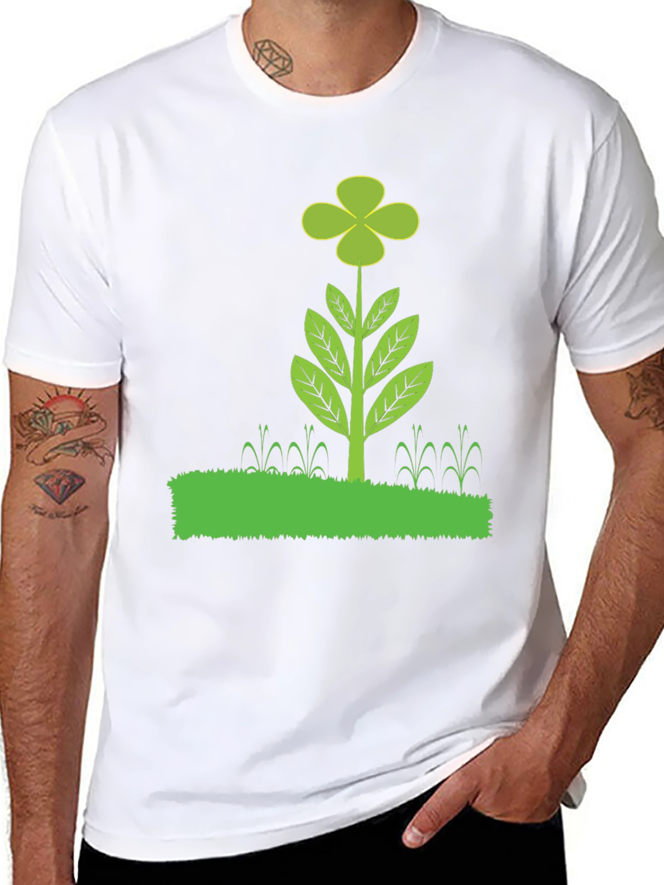 Black Clover Plant Graphic T-Shirt - Black Cotton Blend view 8