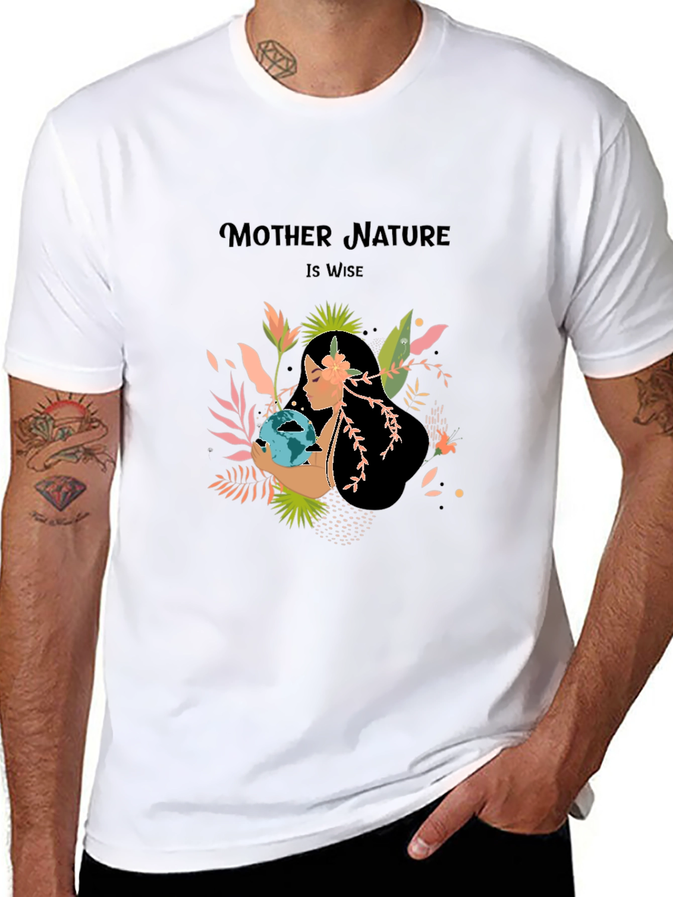 Black Mother Nature T-Shirt - Earth Day Apparel view 8