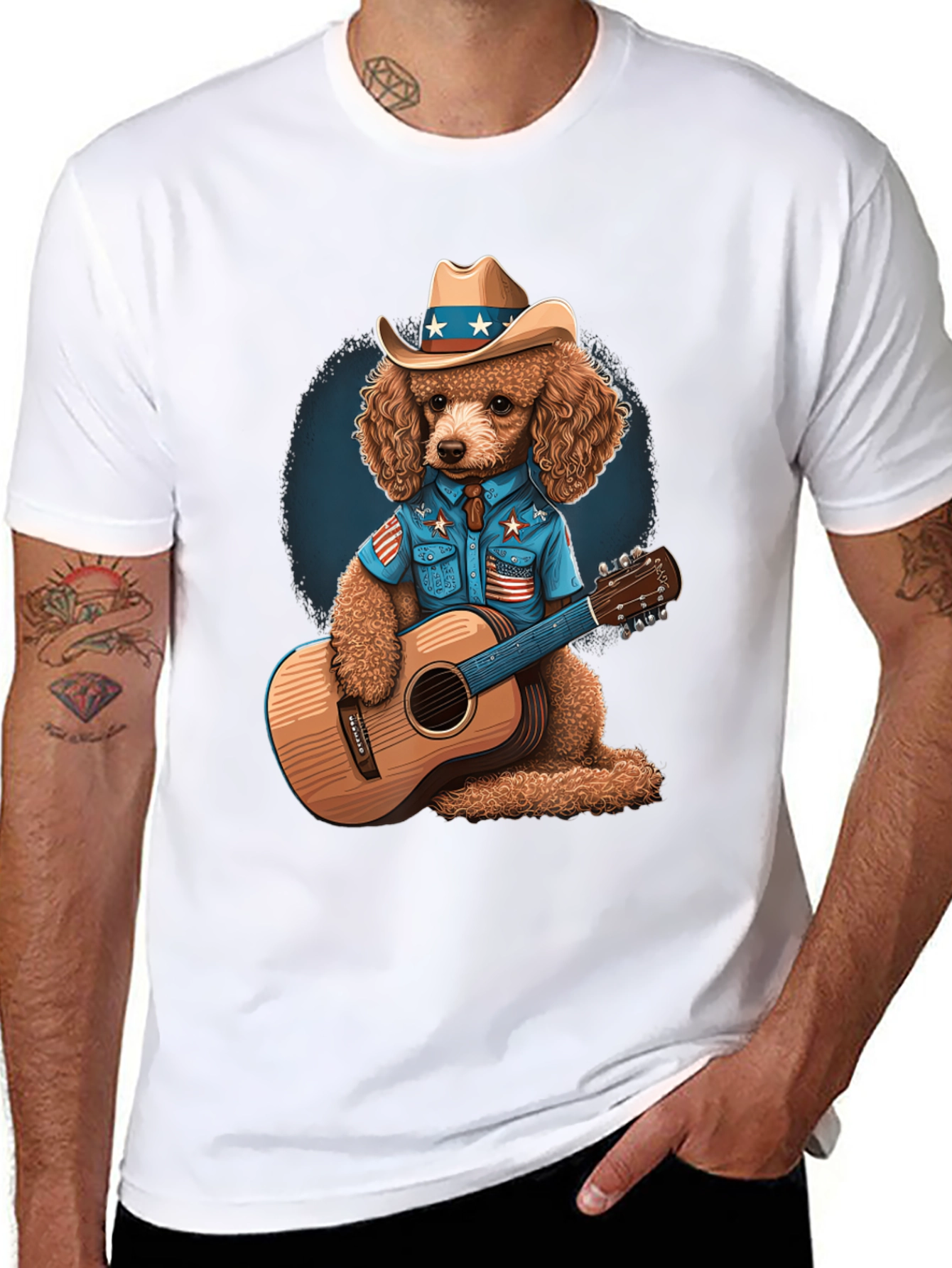 Black Dog Playing Guitar Patriotic T-Shirt view 8