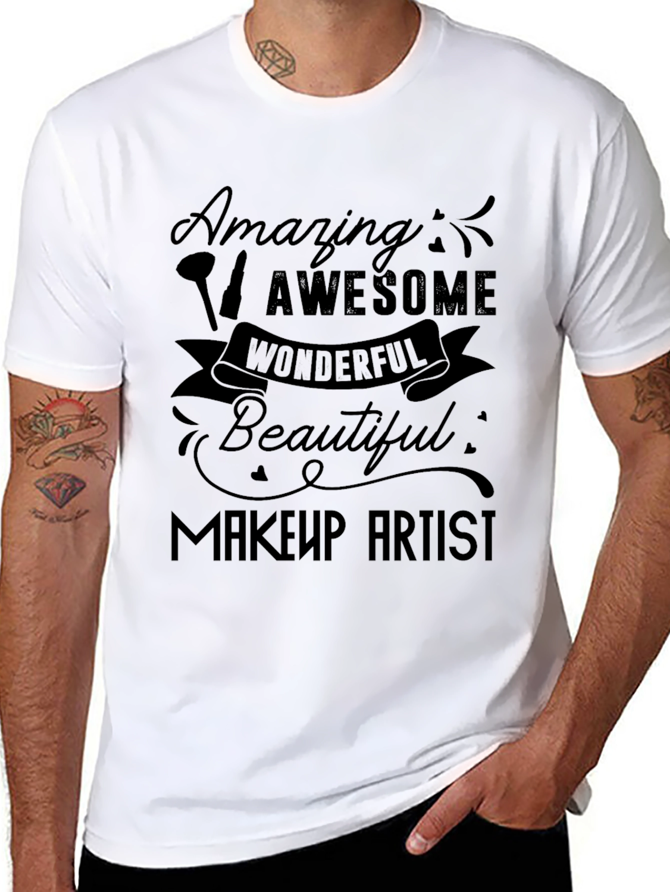 Black Amazing Makeup Artist T-Shirt - Black Graphic Tee view 8