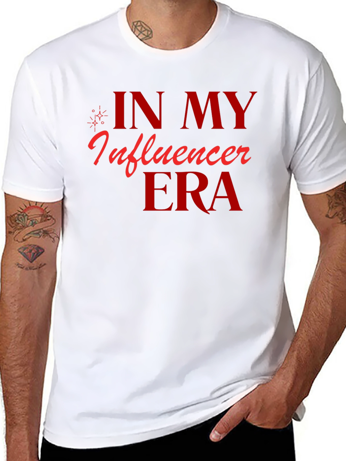Black In My Influencer Era Graphic Tee - Trendy Black T-Shirt view 8