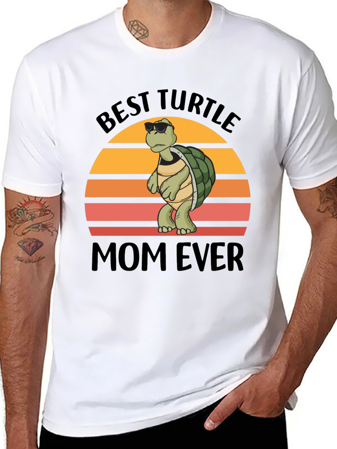 Black Best Turtle Mom Ever T-Shirt view 8