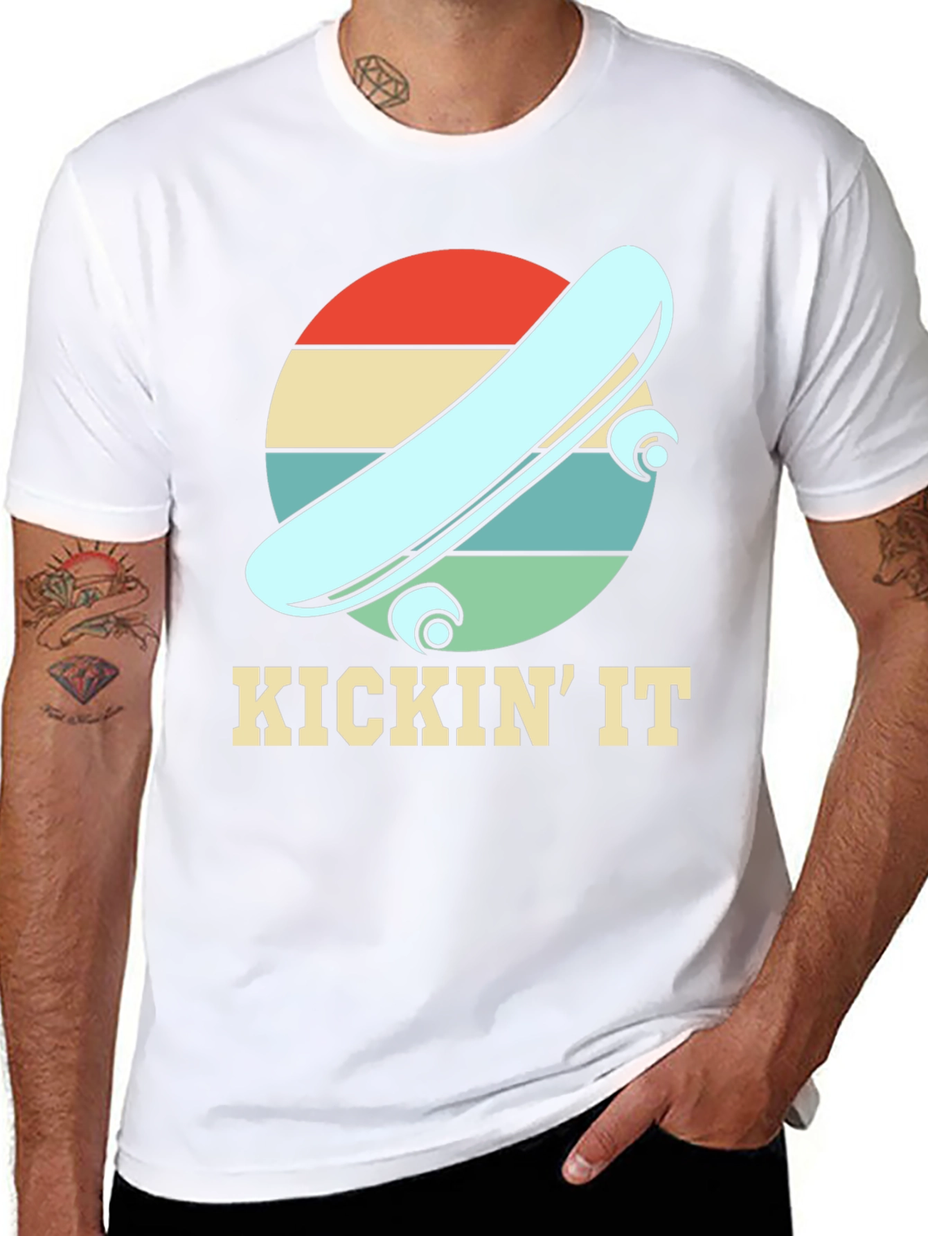 Black KICKIN' IT Skateboard Retro Tee view 8