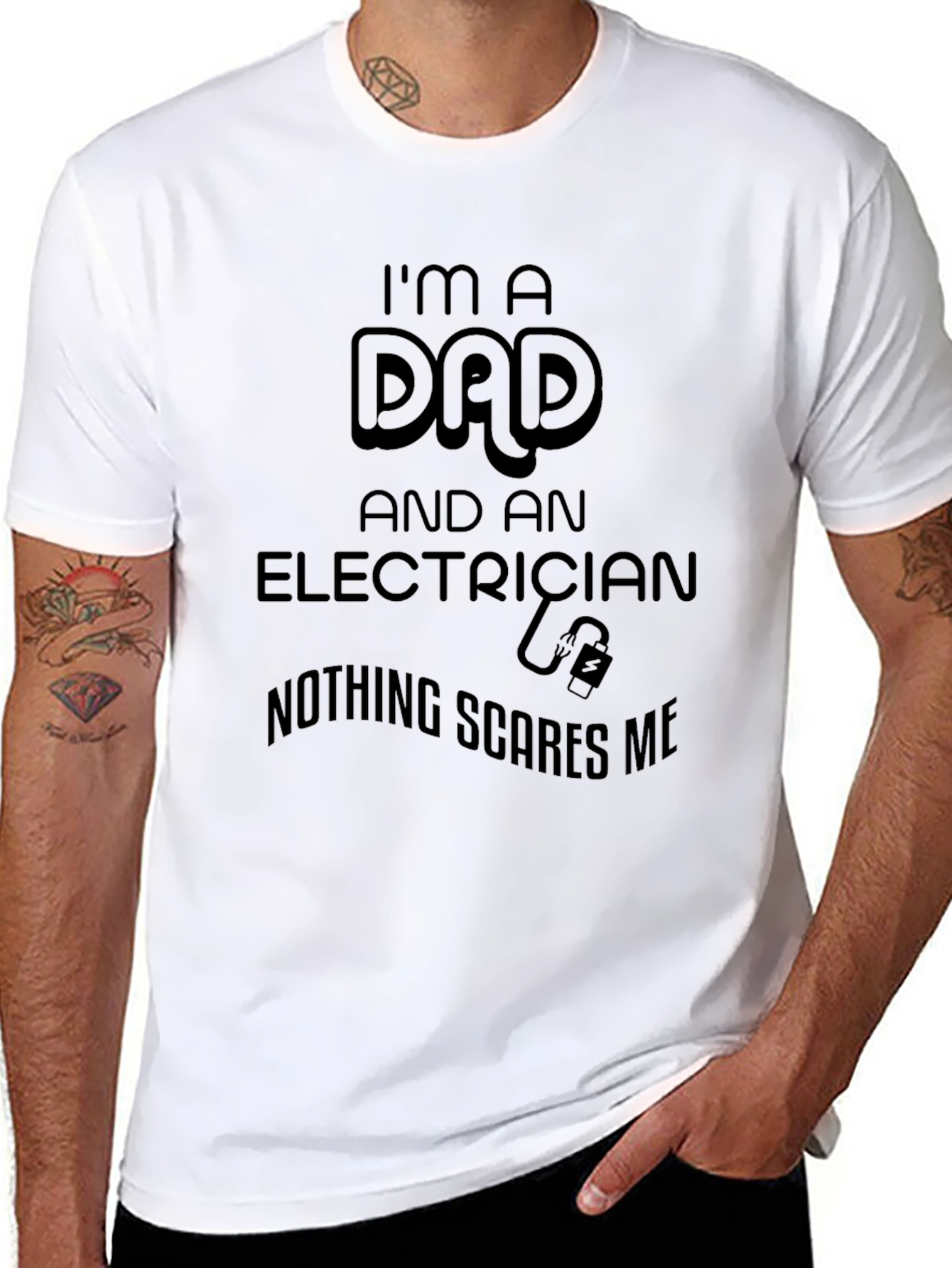 Black Dad Electrician T-Shirt - Nothing Scares Me view 8