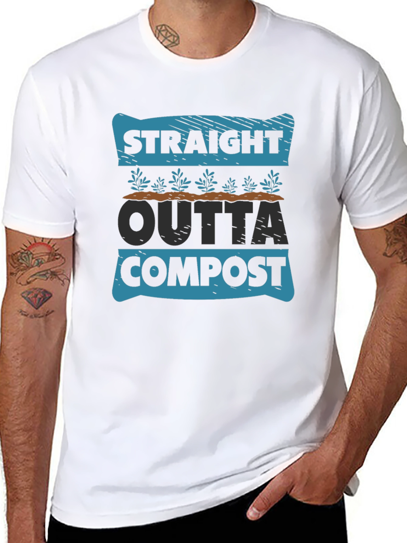 Black Straight Outta Compost T-Shirt - Garden Humor Tee view 8