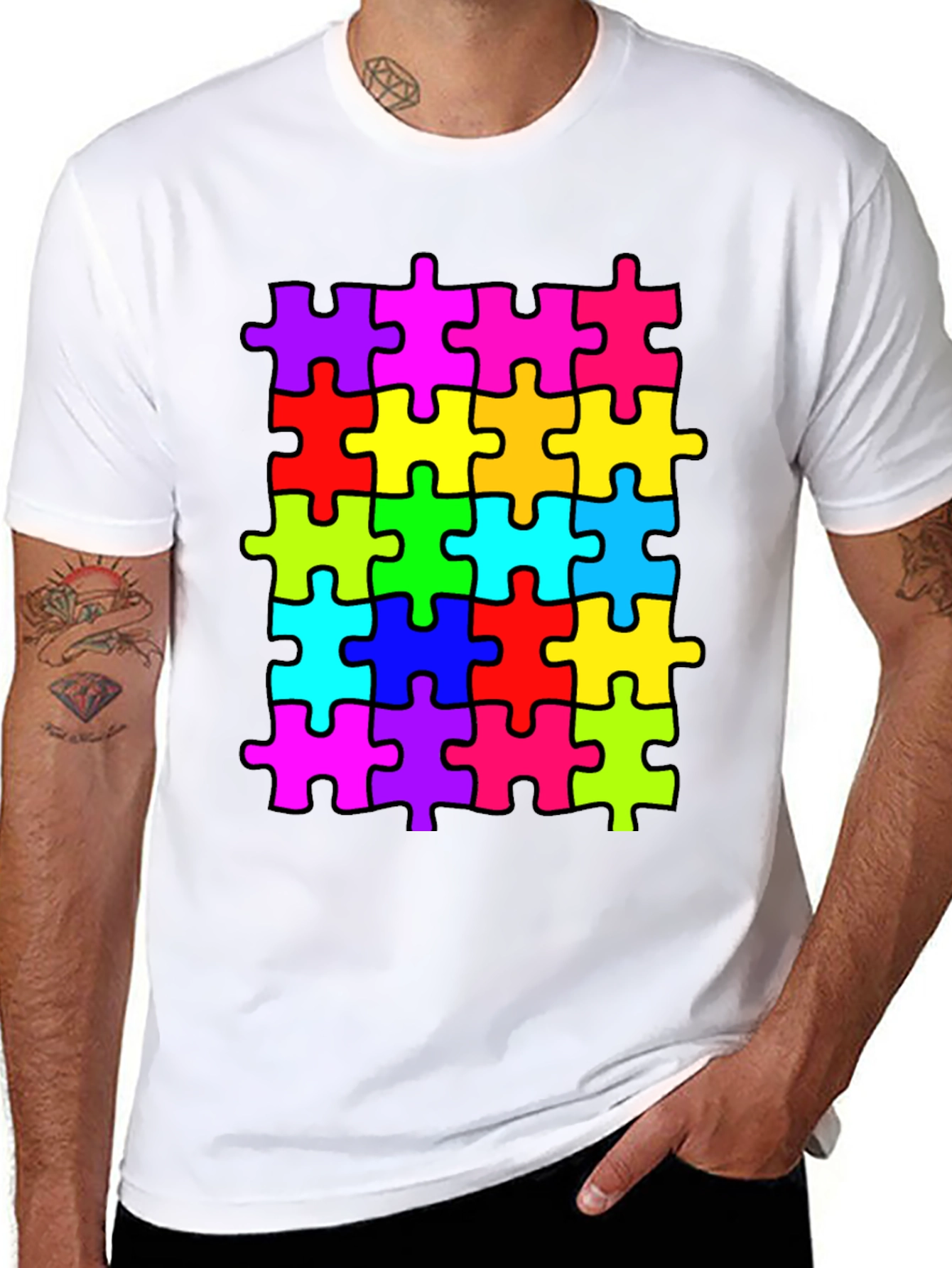 Black Puzzle Piece T-Shirt - Autism Awareness Tee view 8