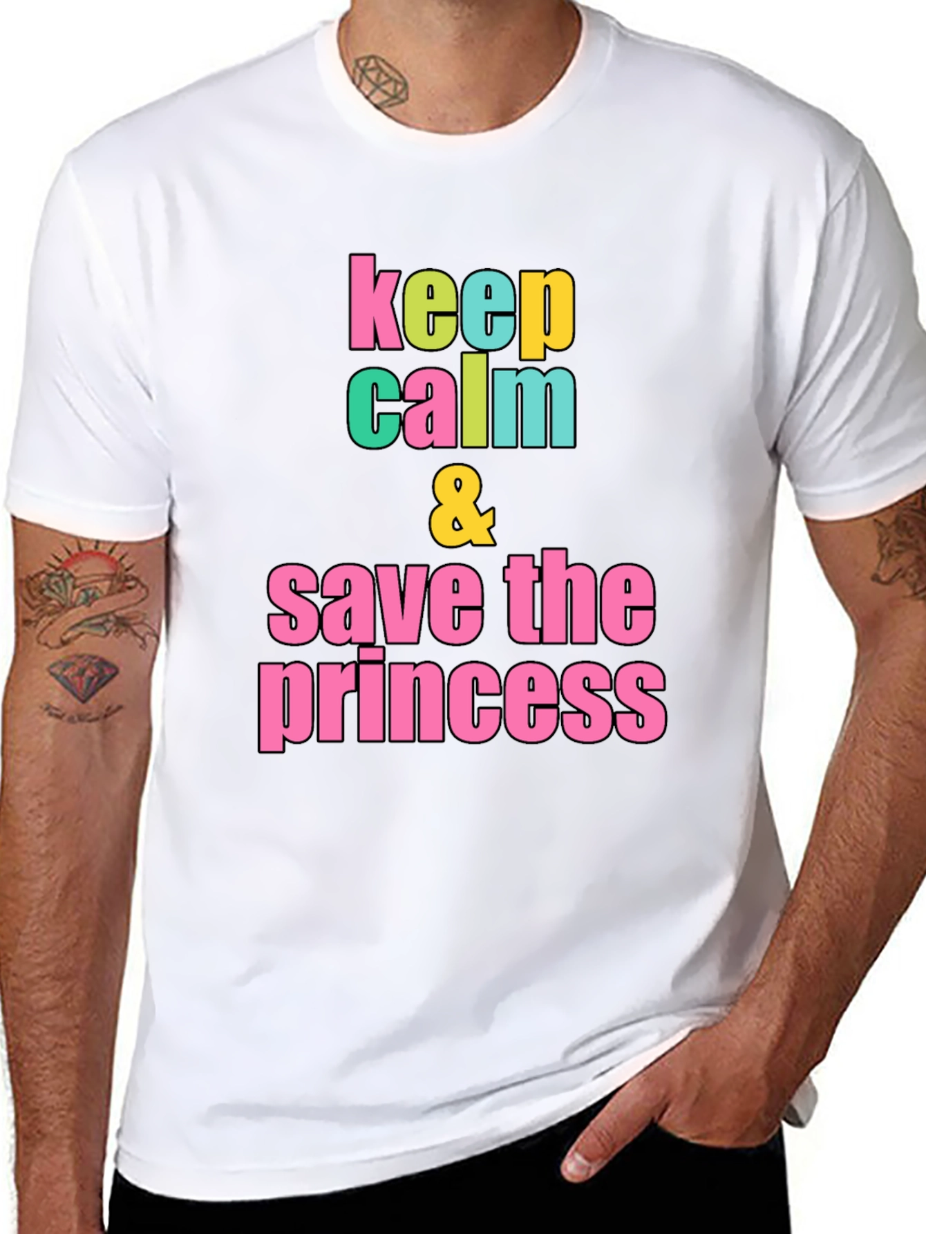 Black Keep Calm & Save the Princess Graphic T-Shirt view 8