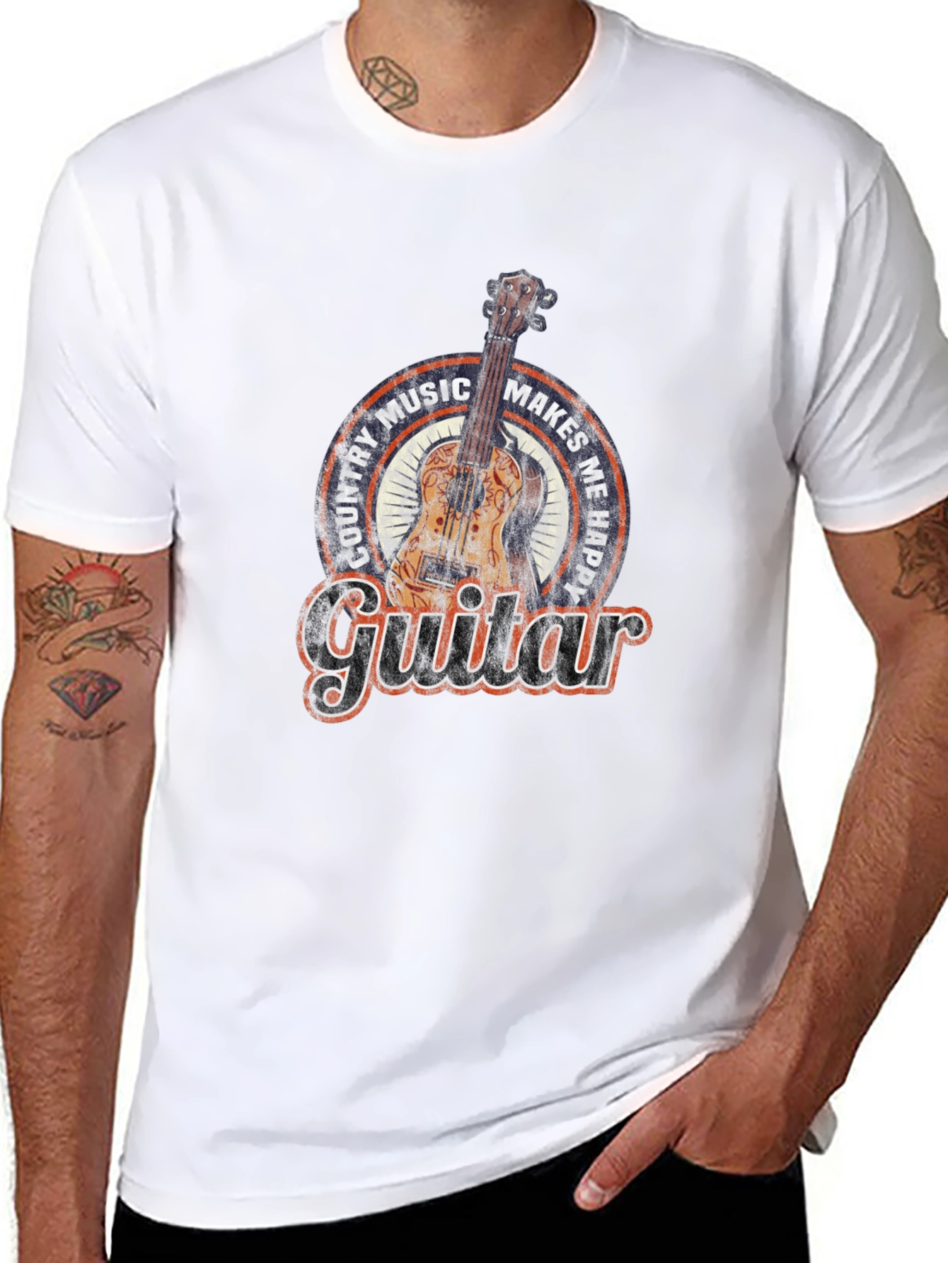 Black Country Music Guitar T-Shirt view 8