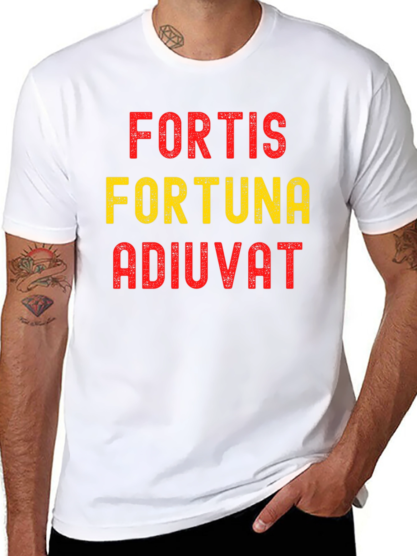 Black Fortis Fortuna Adiuvat Graphic Tee - Be Bold and Lucky! view 8