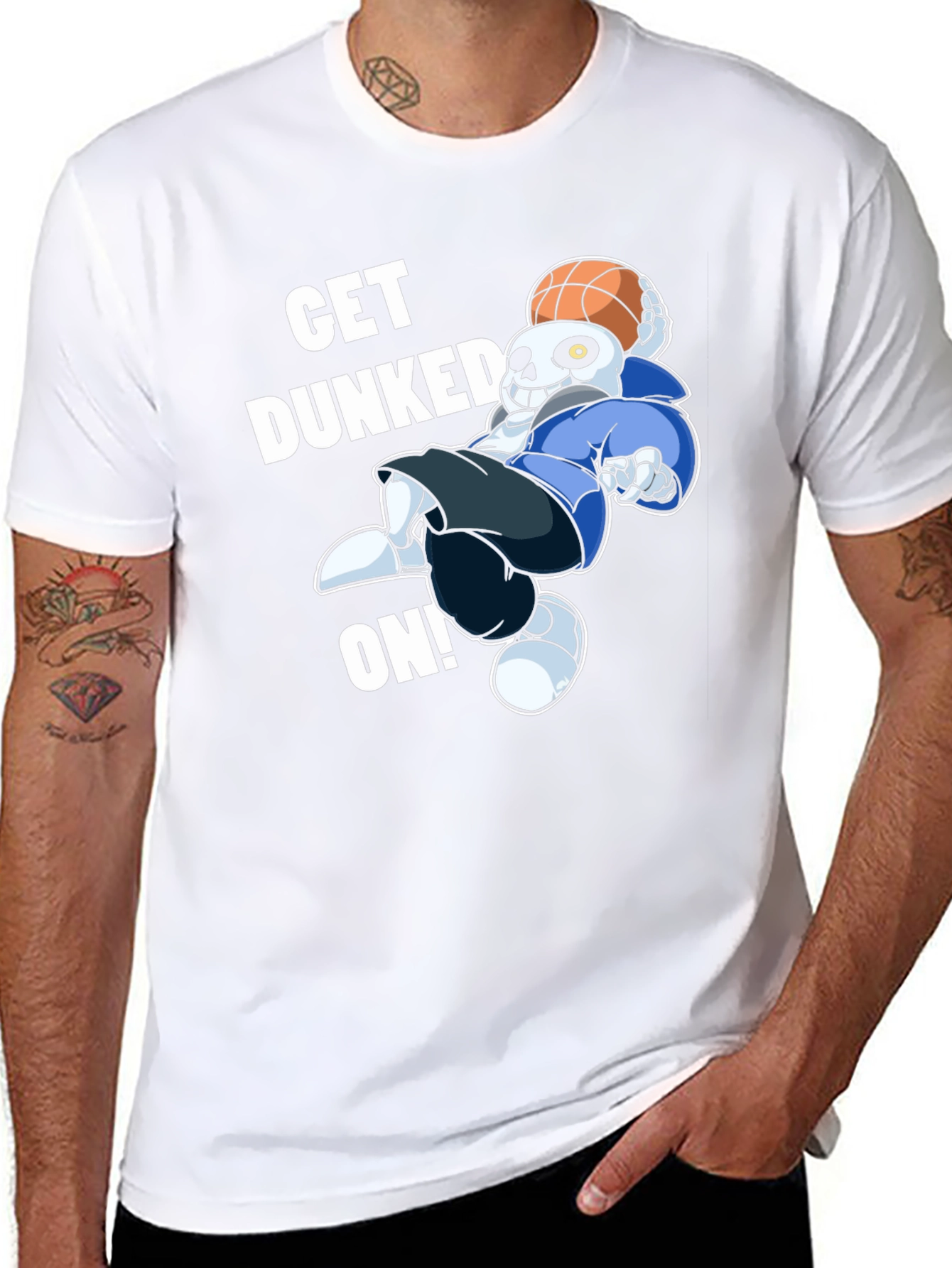 Black Get Dunked On! Novelty Graphic T-Shirt view 8