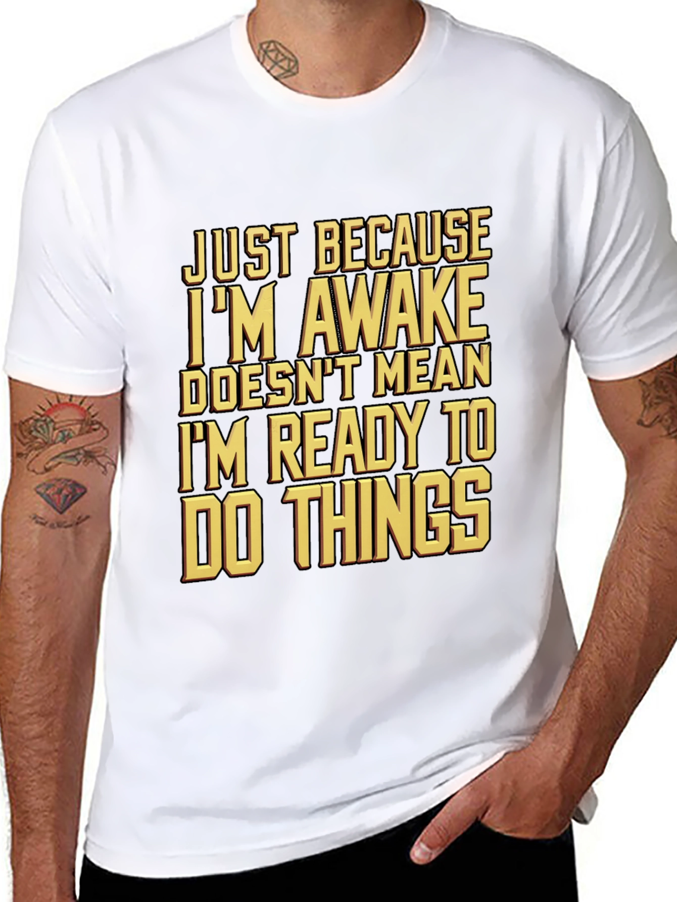 Black Funny Awake But Not Ready T-Shirt view 8