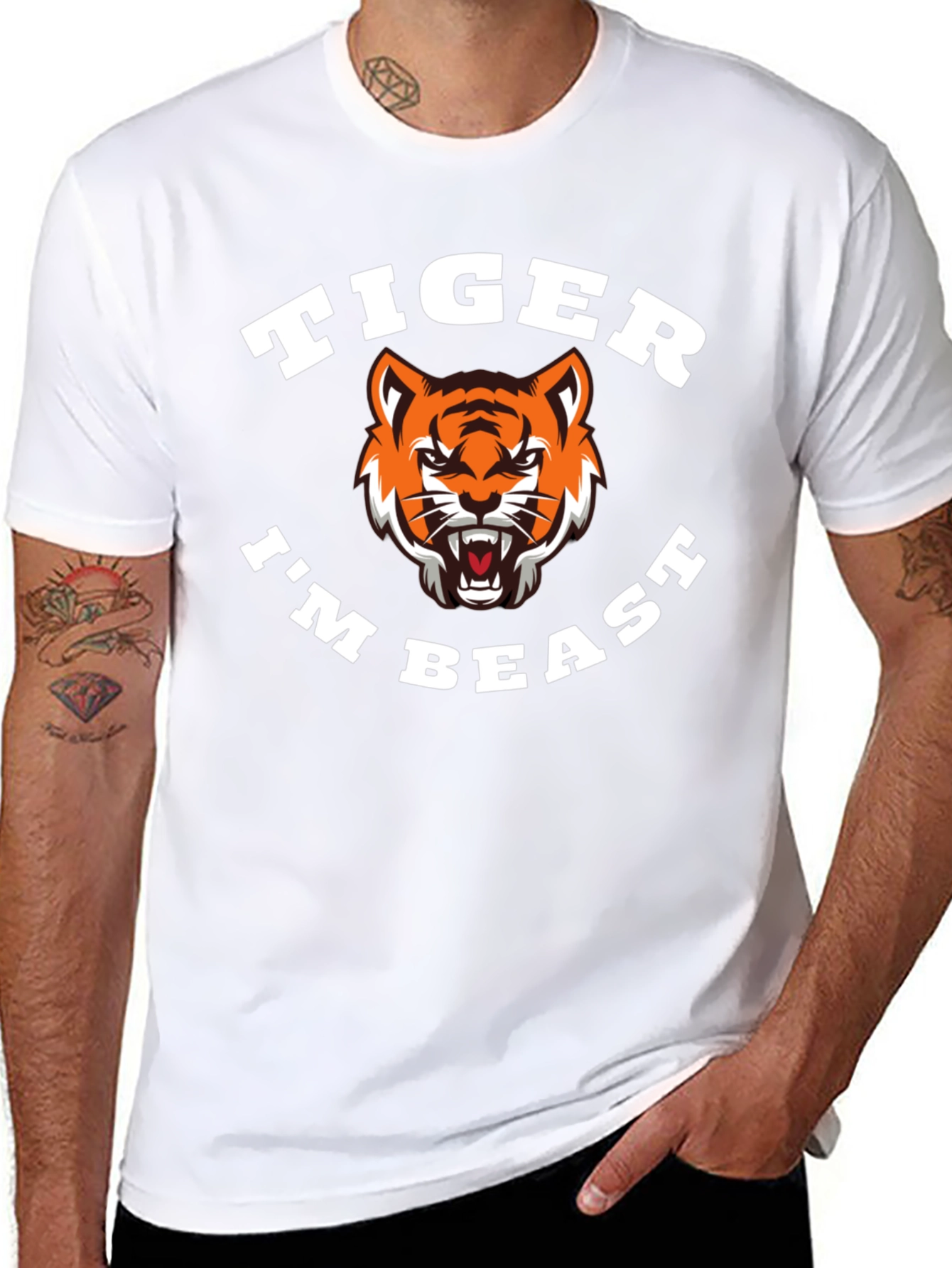 Black Tiger I'm Beast Graphic T-Shirt - Black view 8