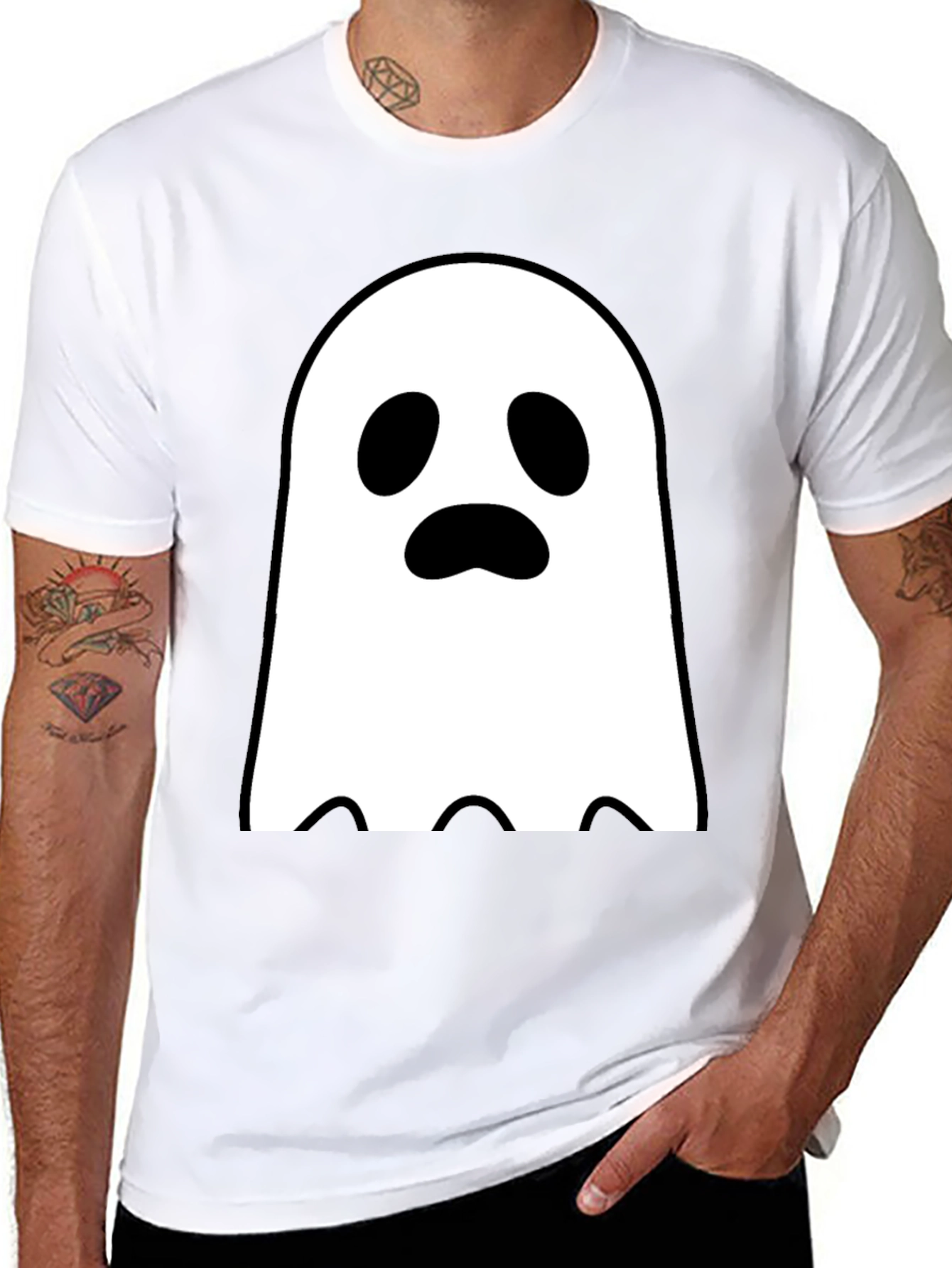 Black Ghost Graphic Tee - Spooky Season Style view 8