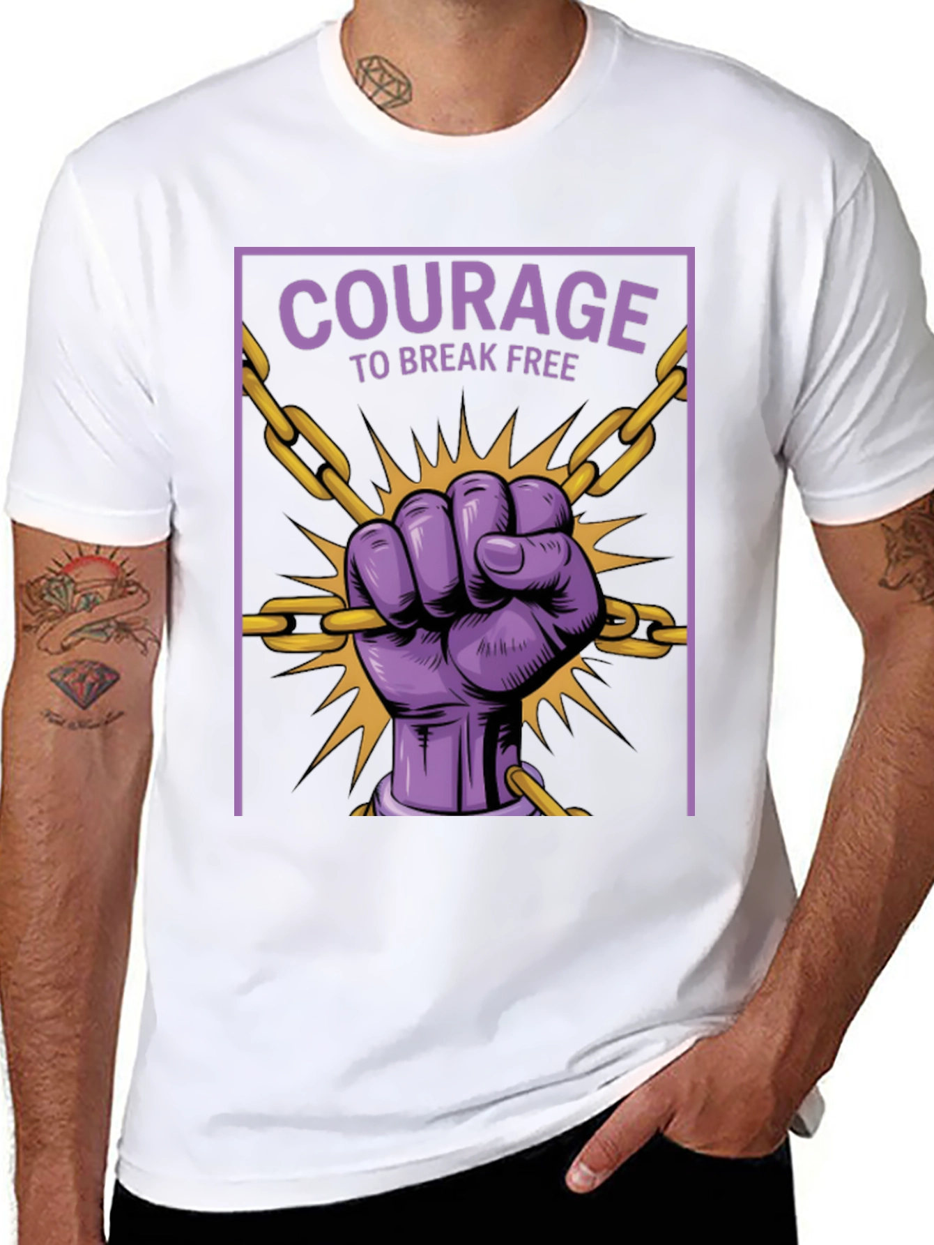 Black Courage to Break Free Graphic T-Shirt view 8