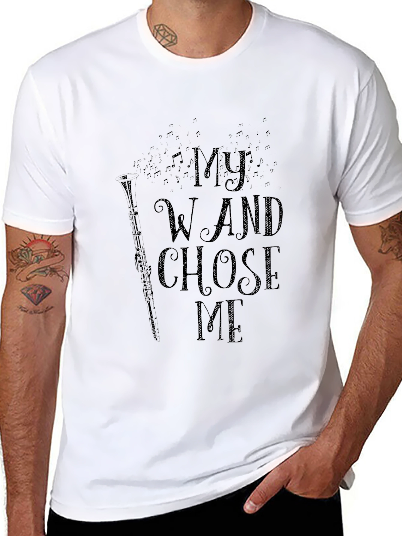 Black My Wand Chose Me T-Shirt - Musician Gift view 8